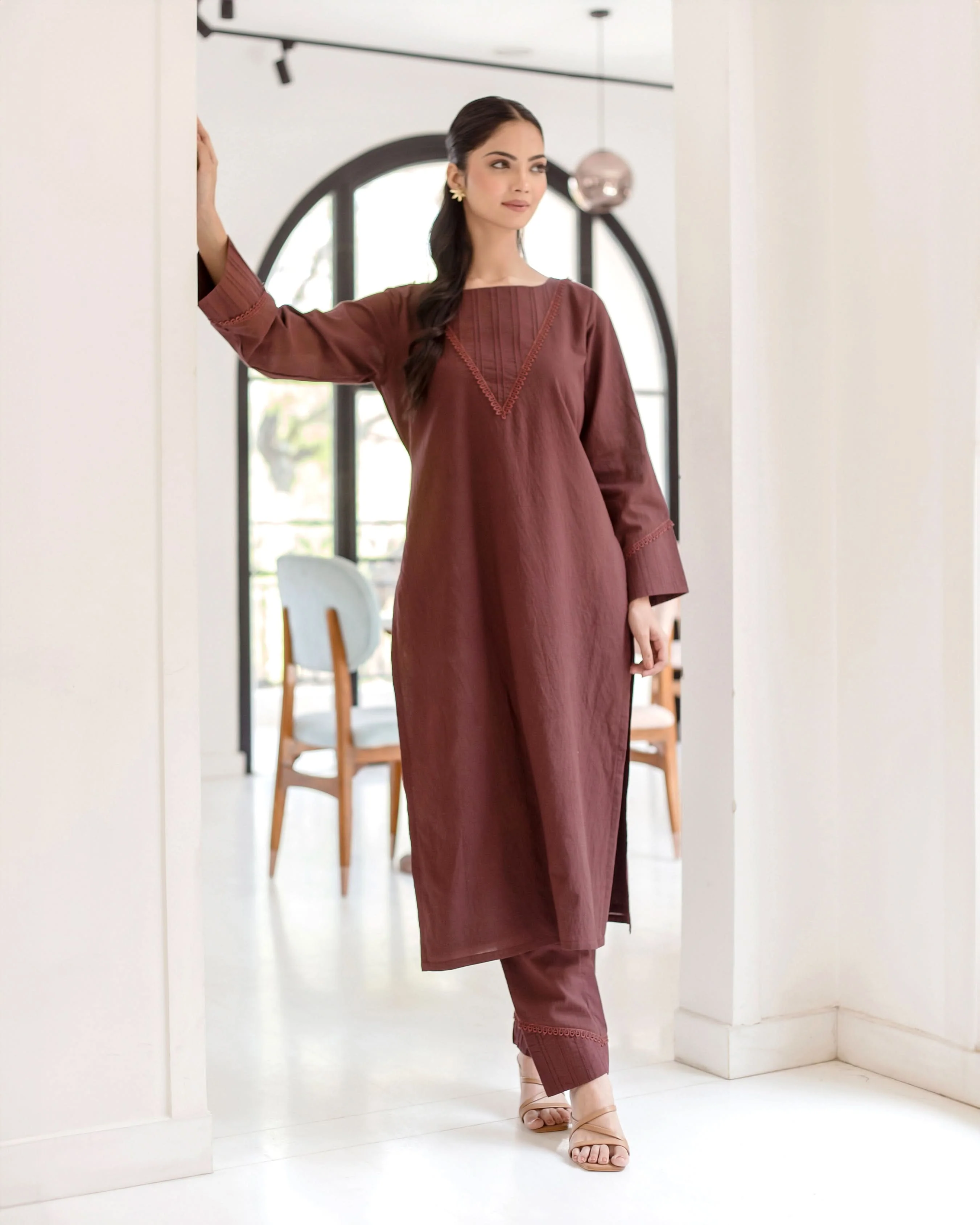 Sepia Bown Solid Cotton Coord Set - Image 2