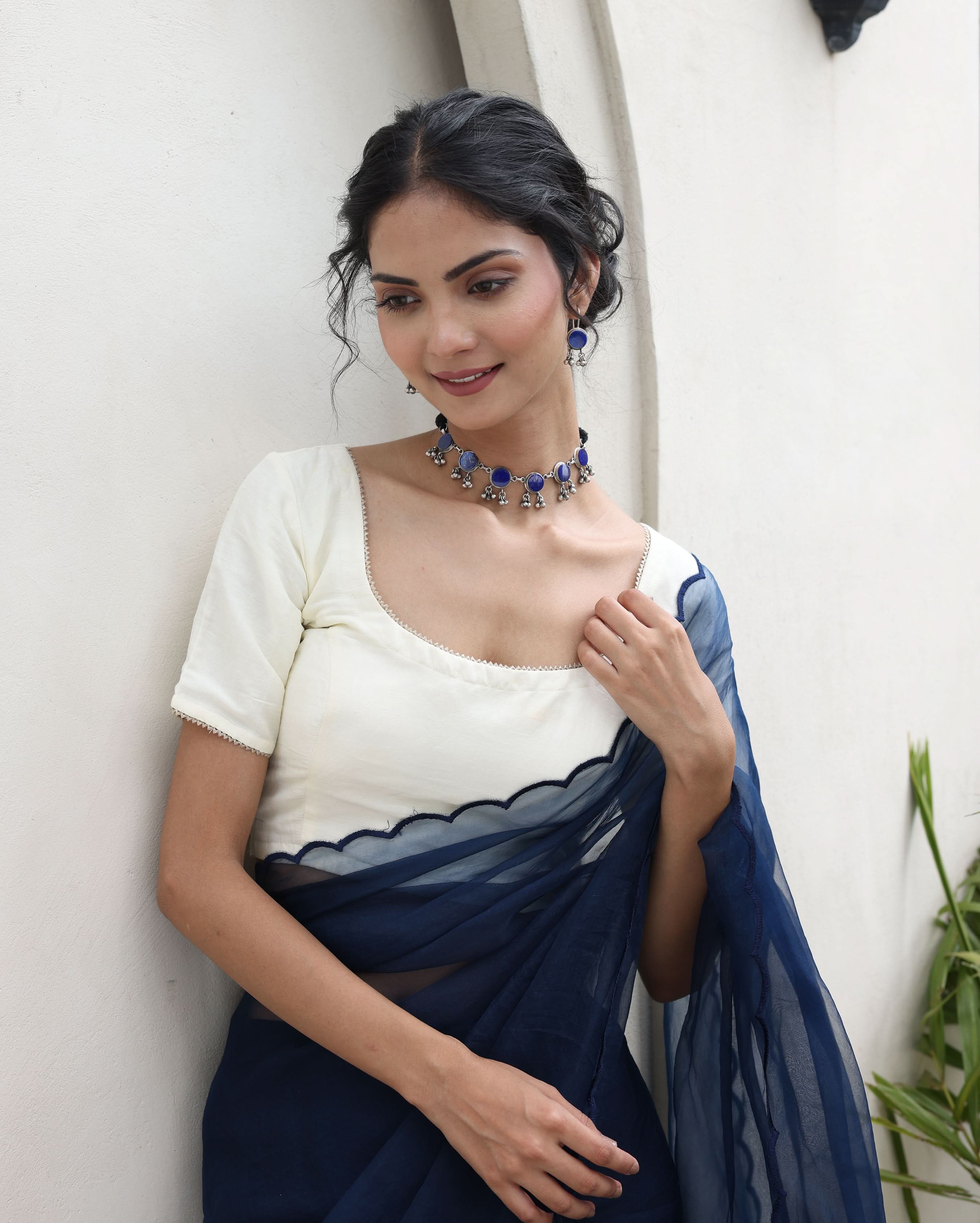 Shanaya White Chanderi Blouse - Image 2