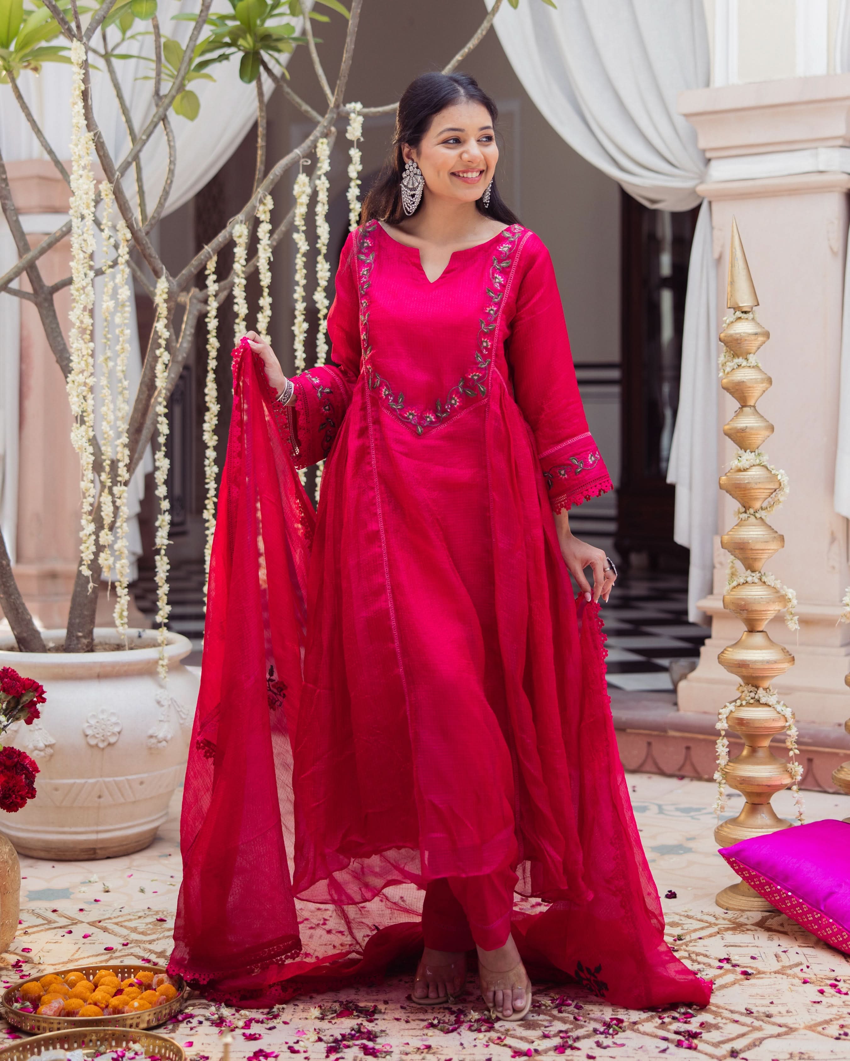 Sheer Pink Embroidered Doria Suit Set - Image 4