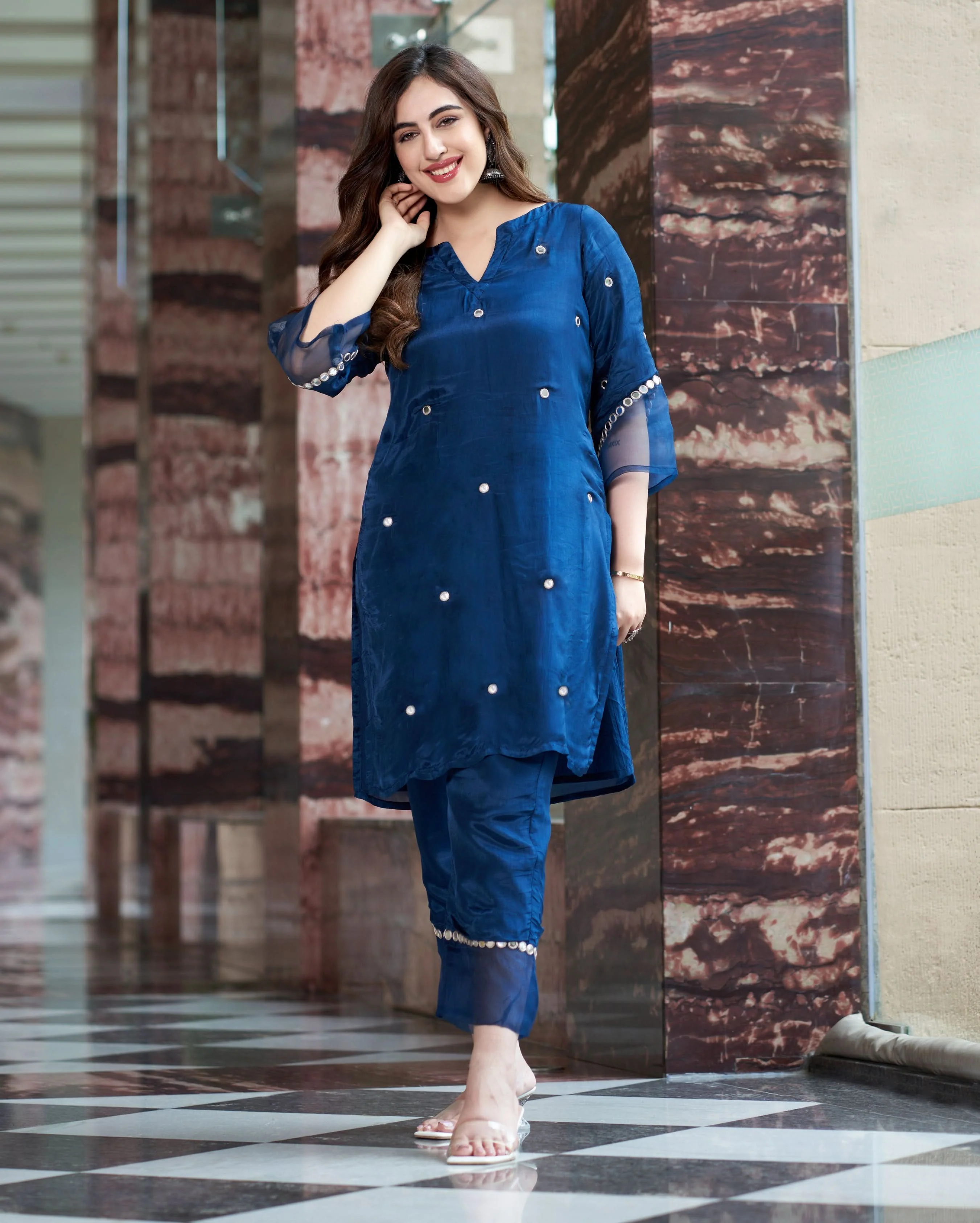 Shilp Blue Embroidered Silk Kurta Set - Image 2