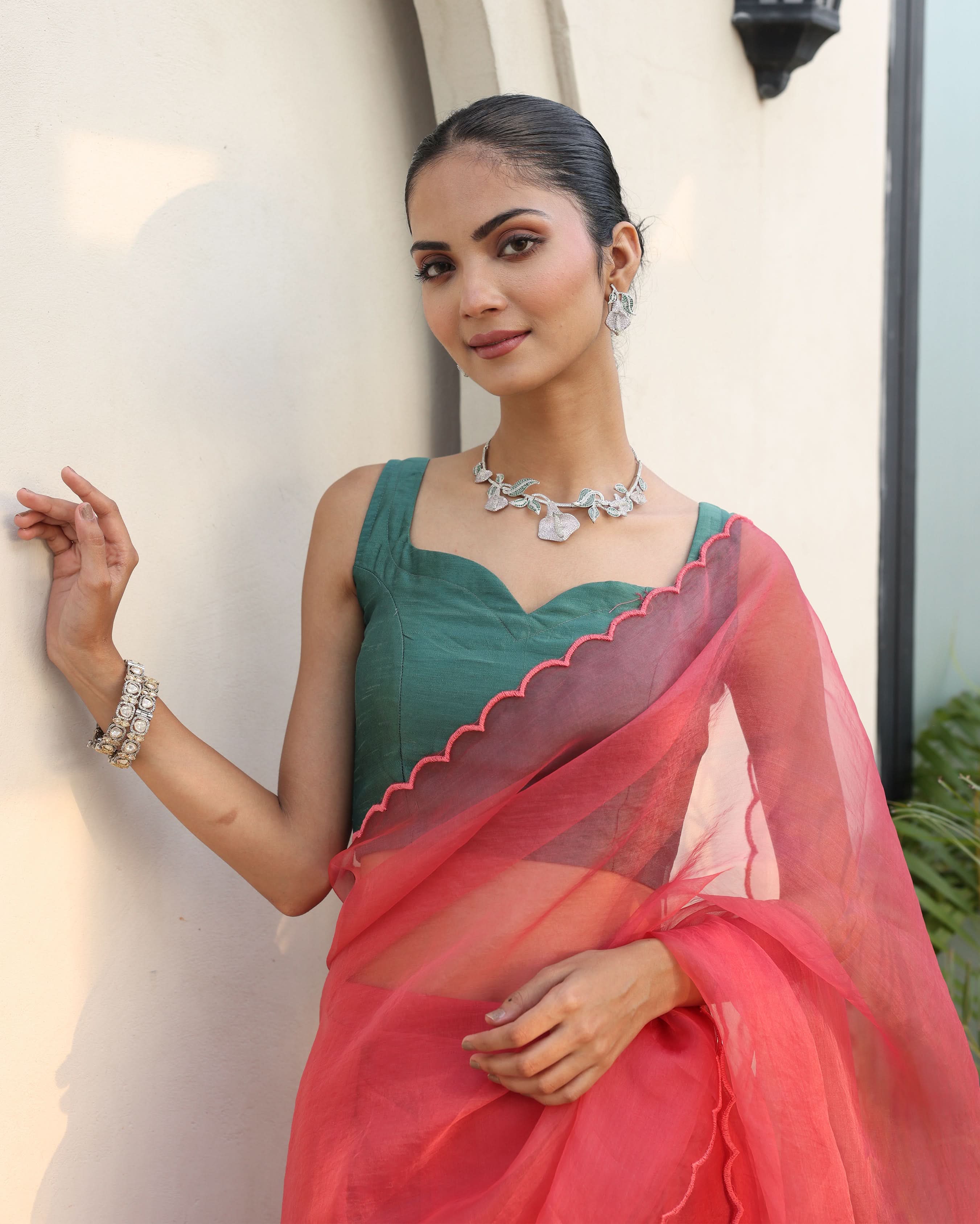 Shivani Green Silk Blouse - Image 2