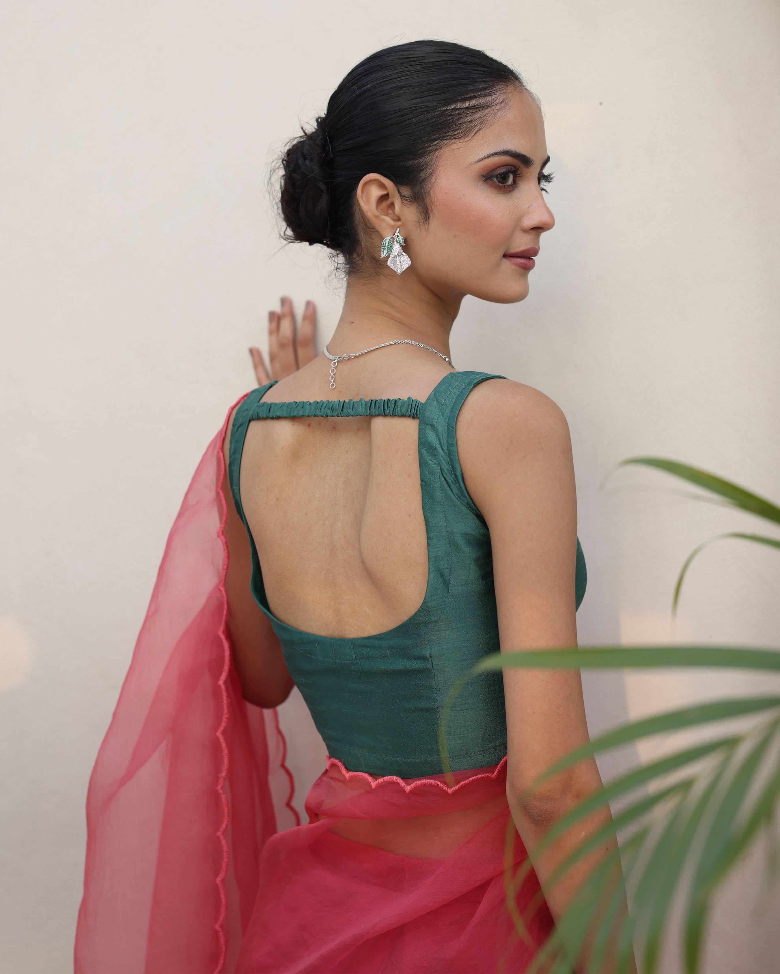 Shivani Green Silk Blouse - Image 3