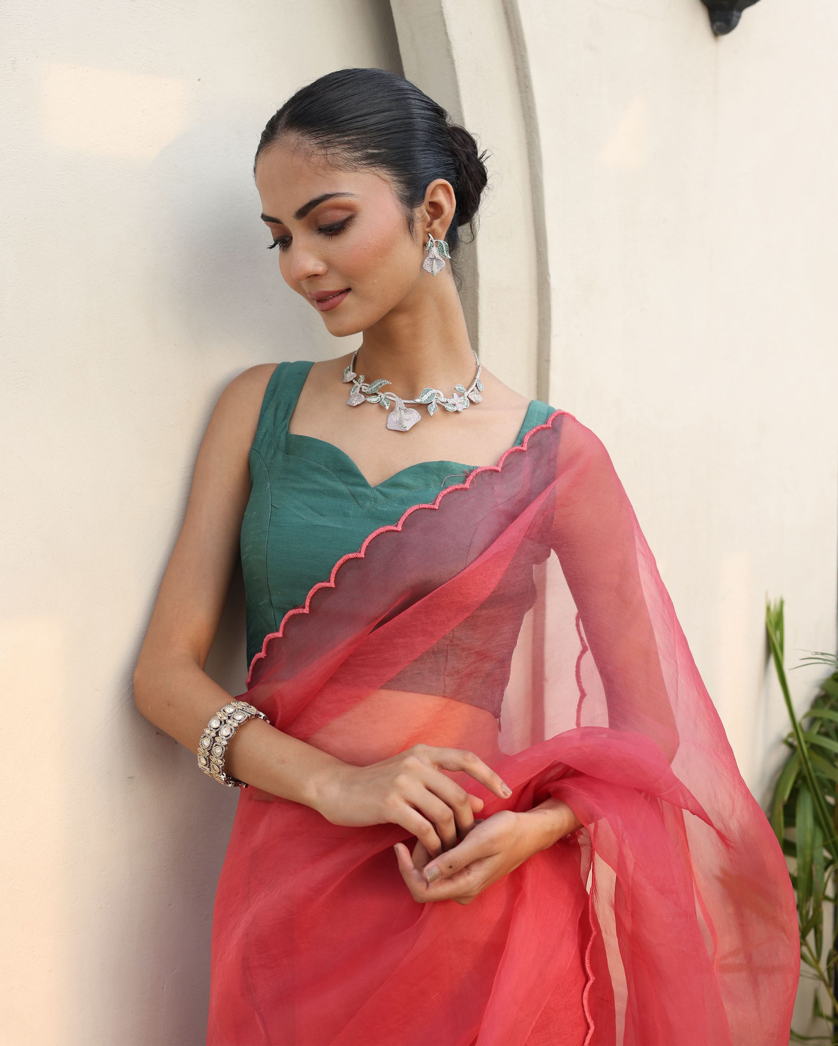 Shivani Green Silk Blouse - Image 4