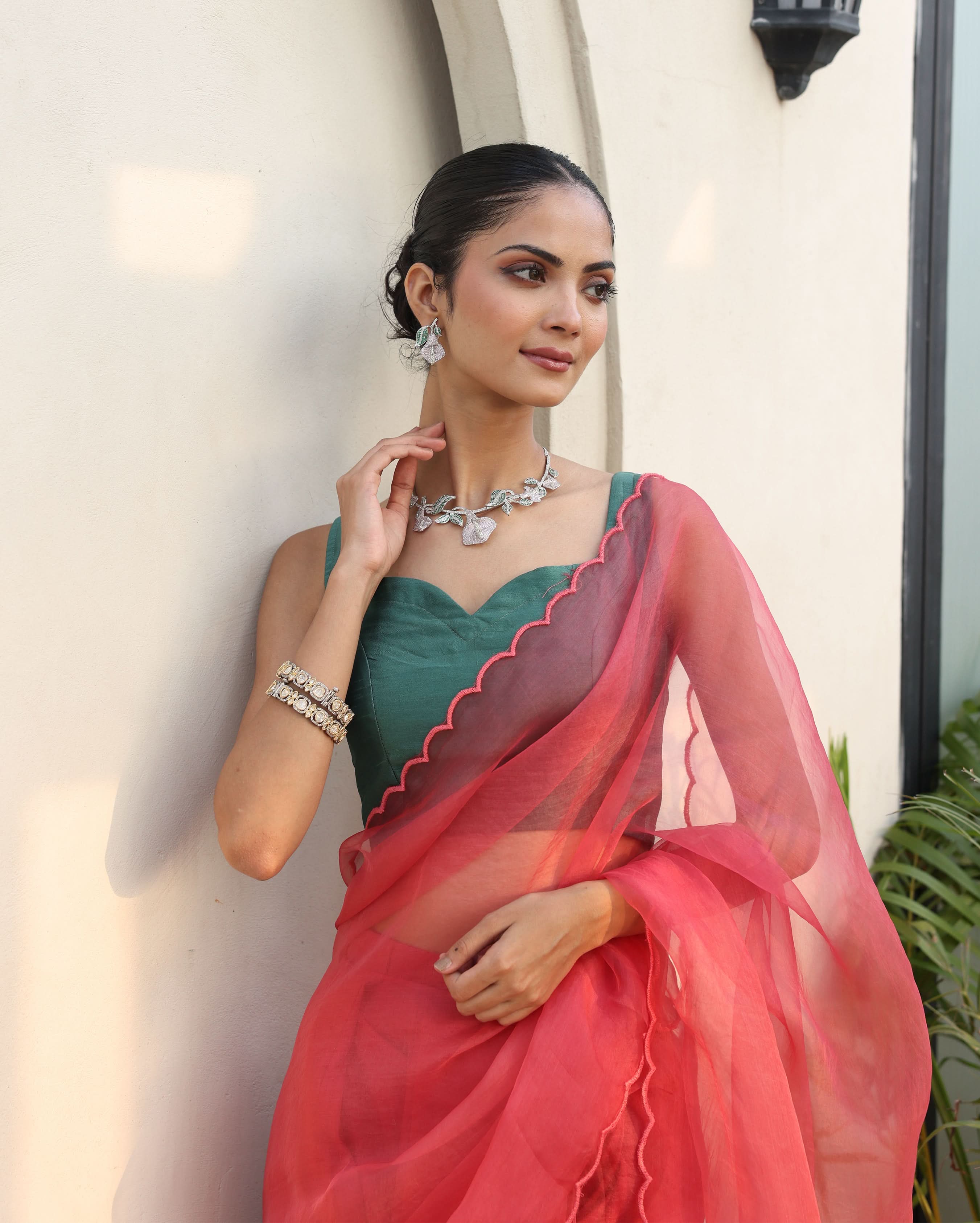 Shivani Green Silk Blouse - Image 5