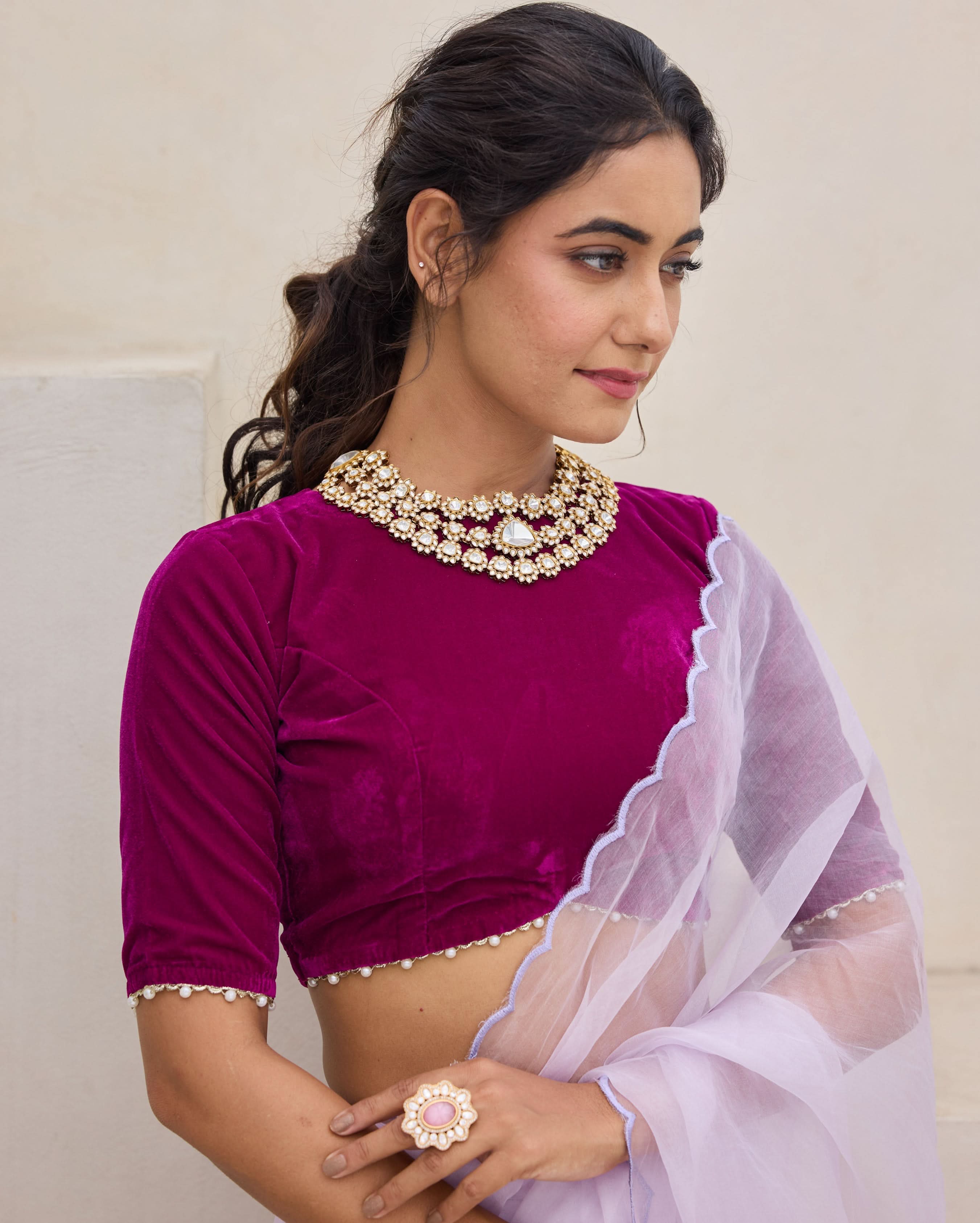 Silken Romance Purple Velvet Blouse - Image 4