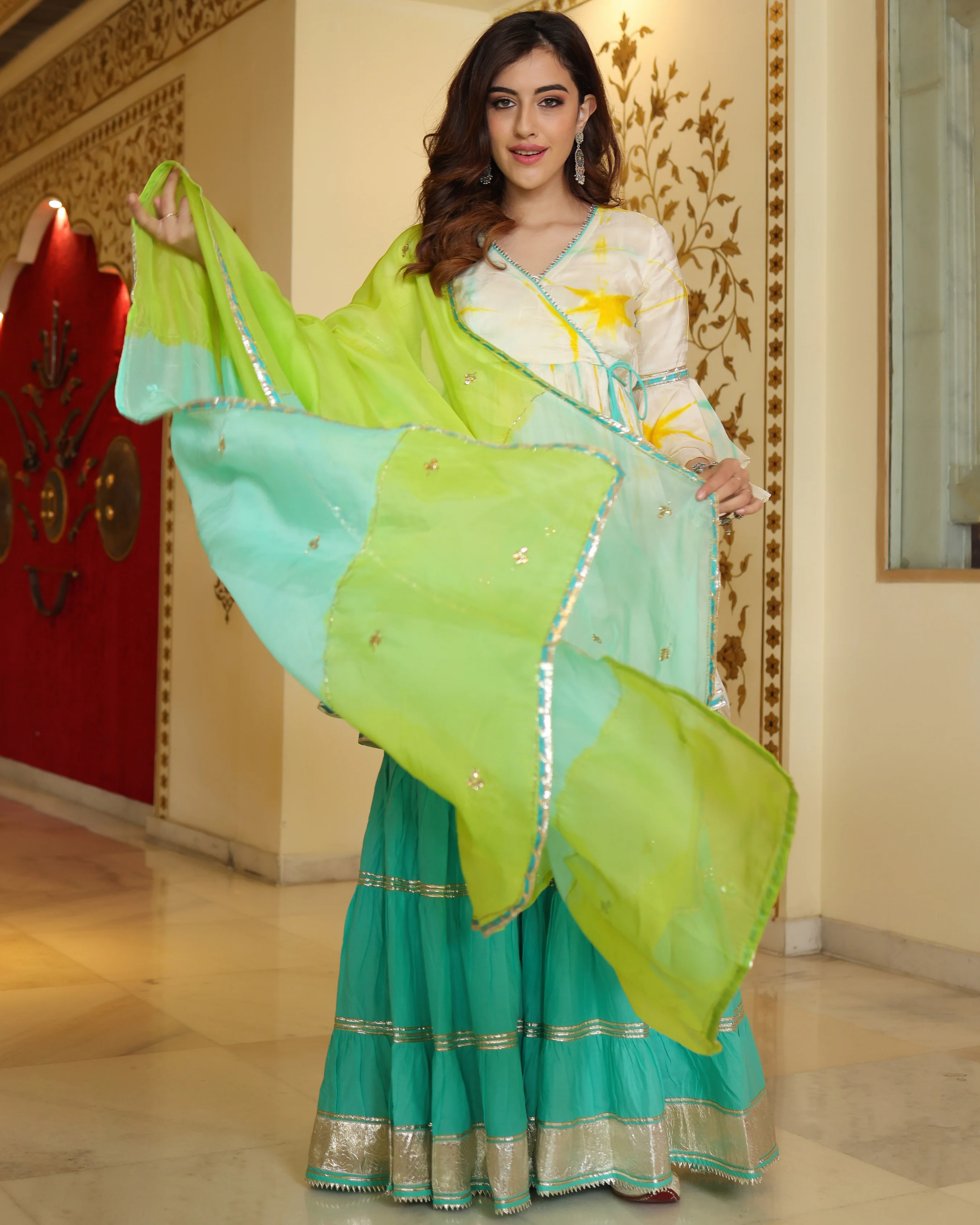 Simply White Tie And Dye Sharara Set - Image 3