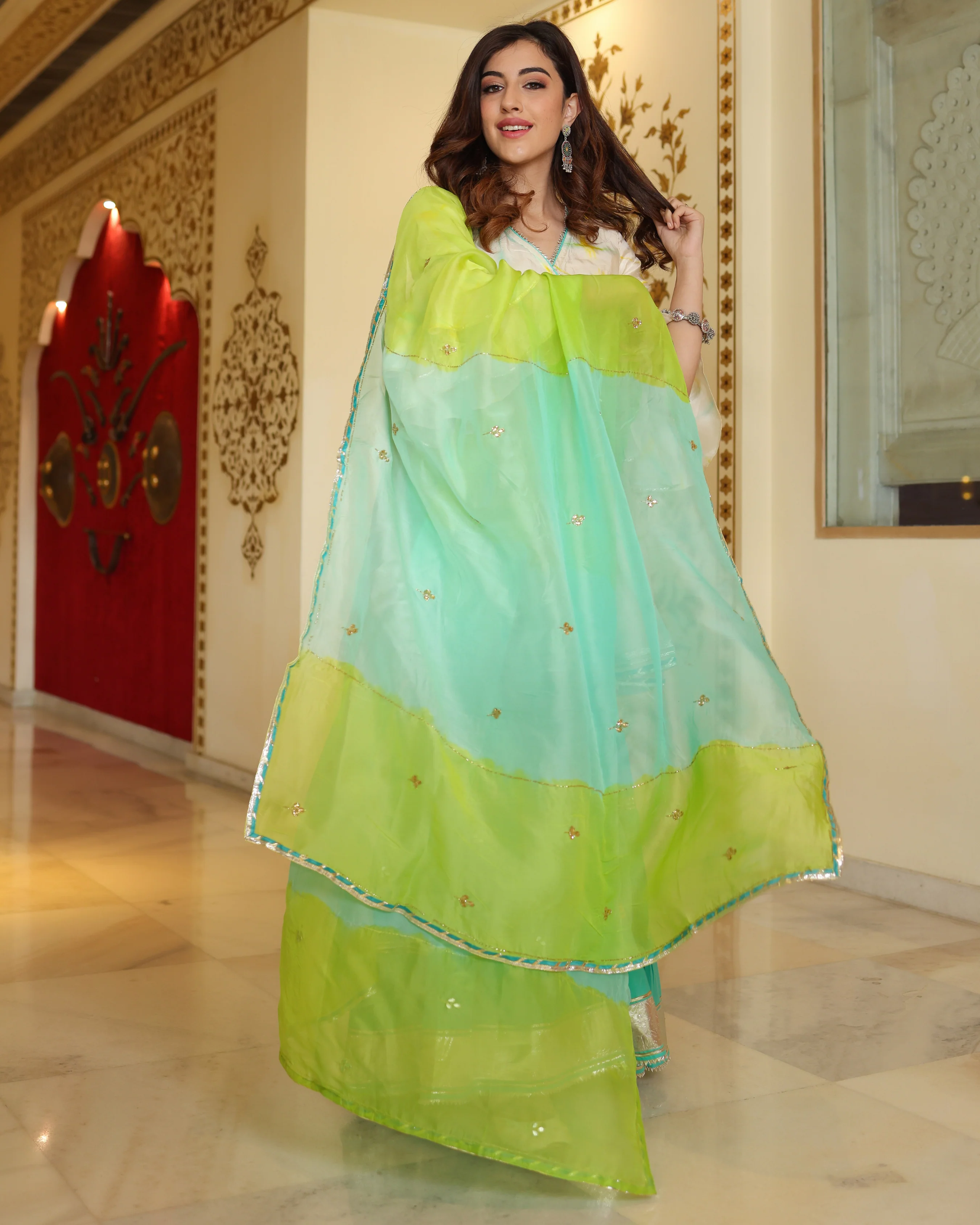 Simply White Tie And Dye Sharara Set - Image 5