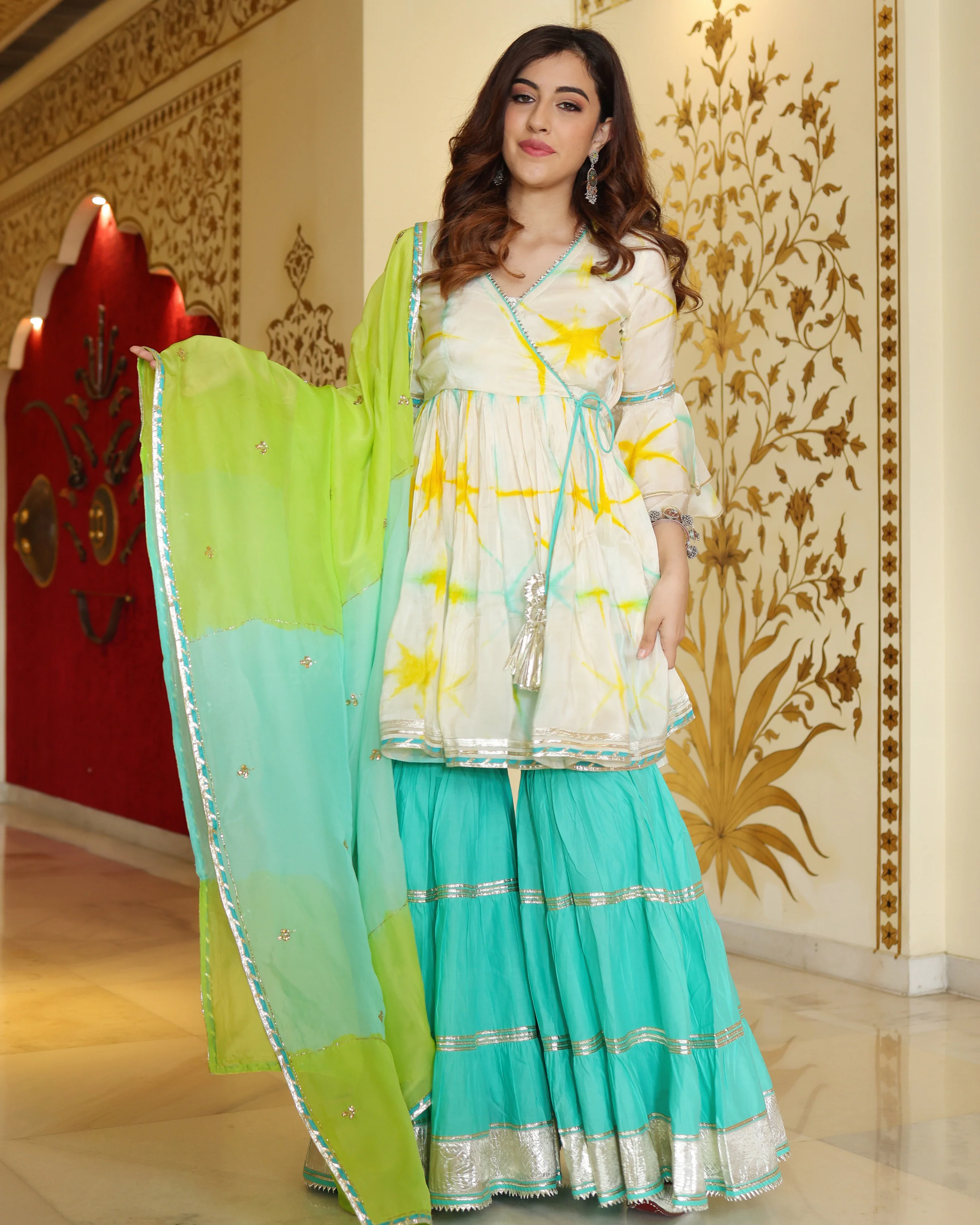 Simply White Tie And Dye Sharara Set - Image 8
