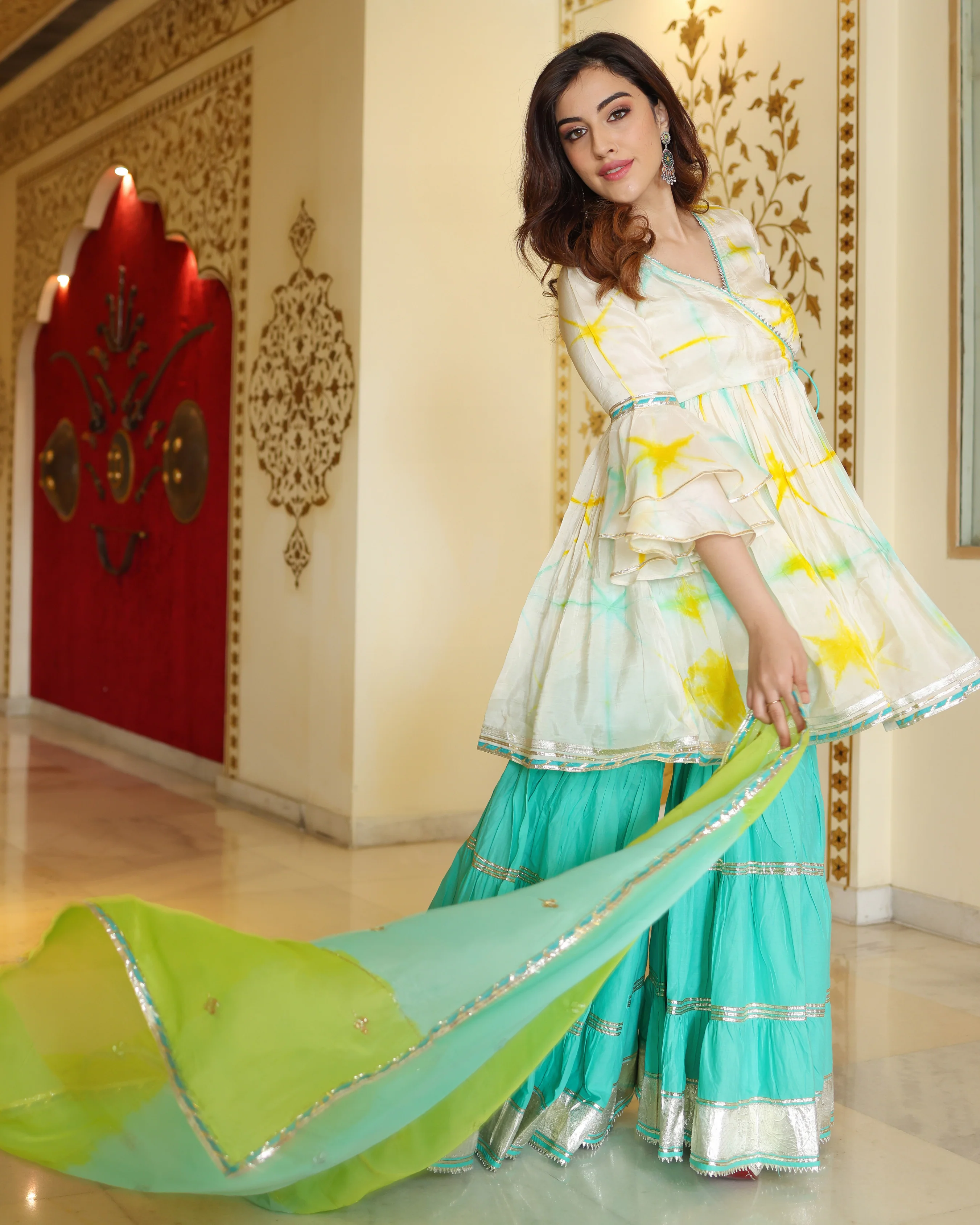 Simply White Tie And Dye Sharara Set - Image 9