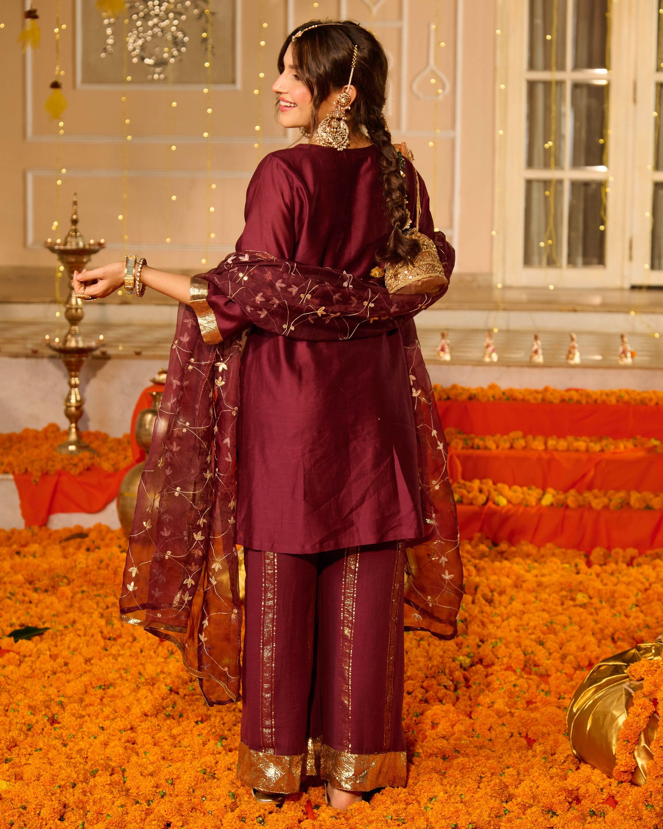 Smita Plum Solid Chanderi Suit Set - Image 9