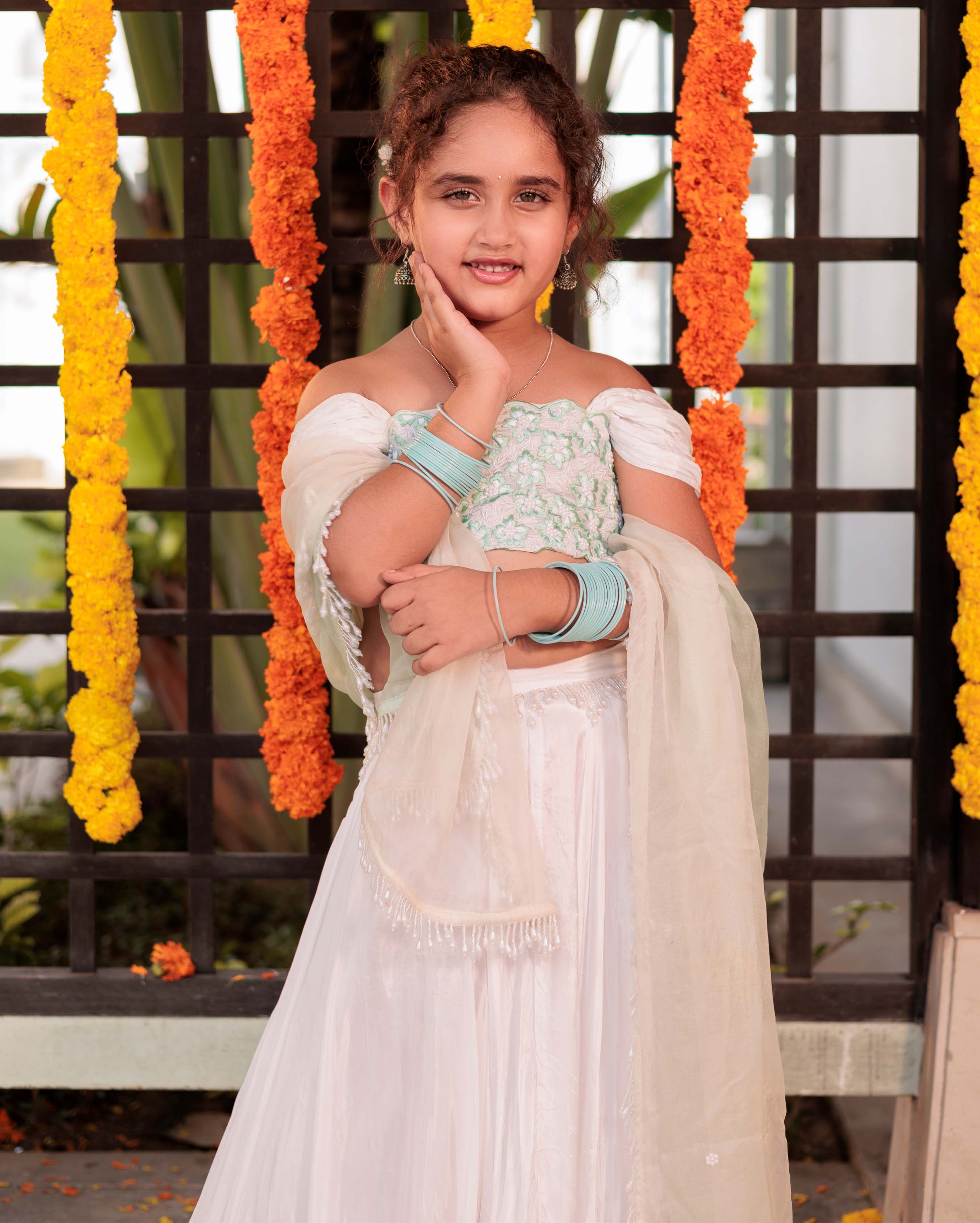 Snowflake Serenade White Silk Lehenga Set - Image 5