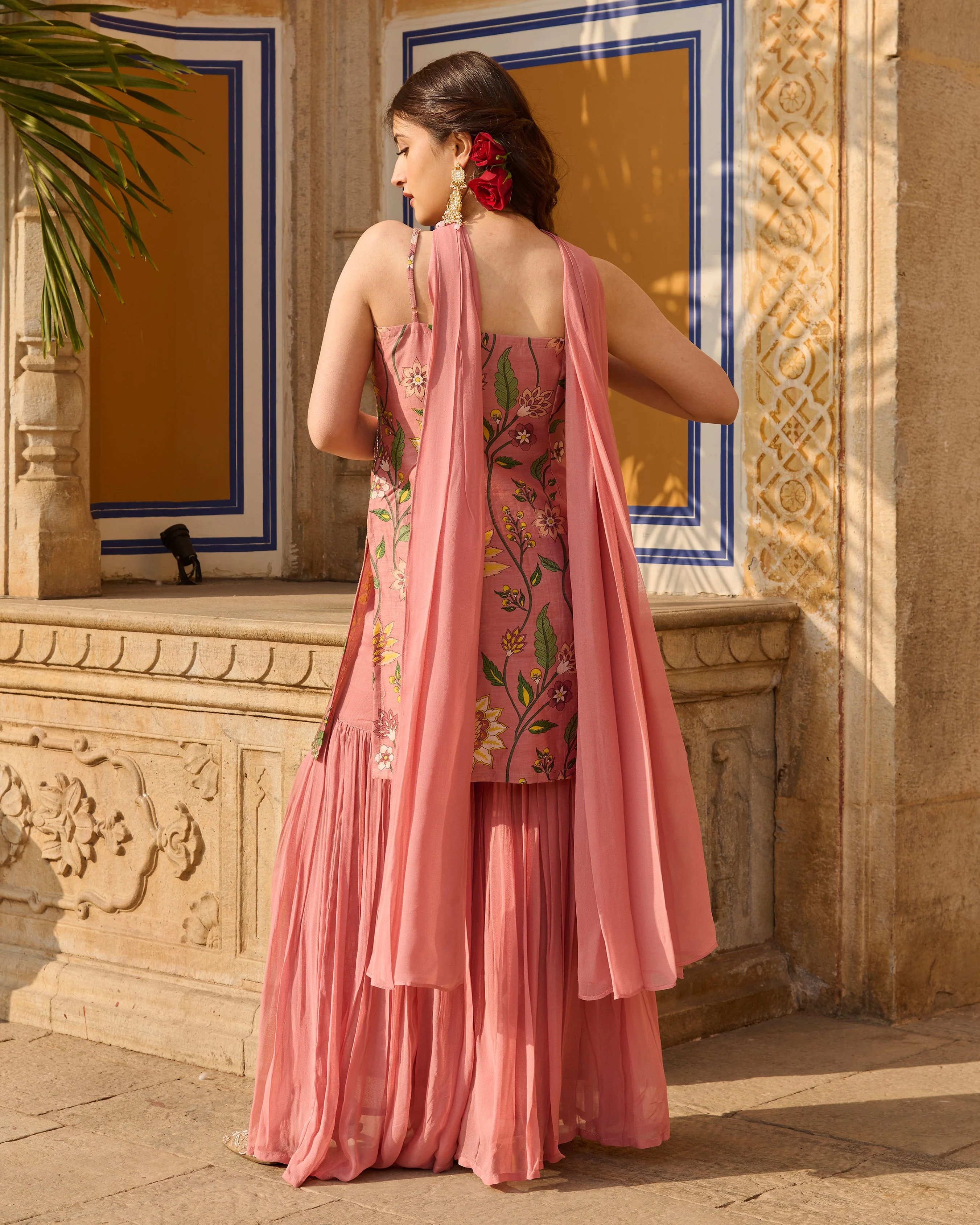 Solis Mauve Printed Chanderi Sharara Set - Image 8