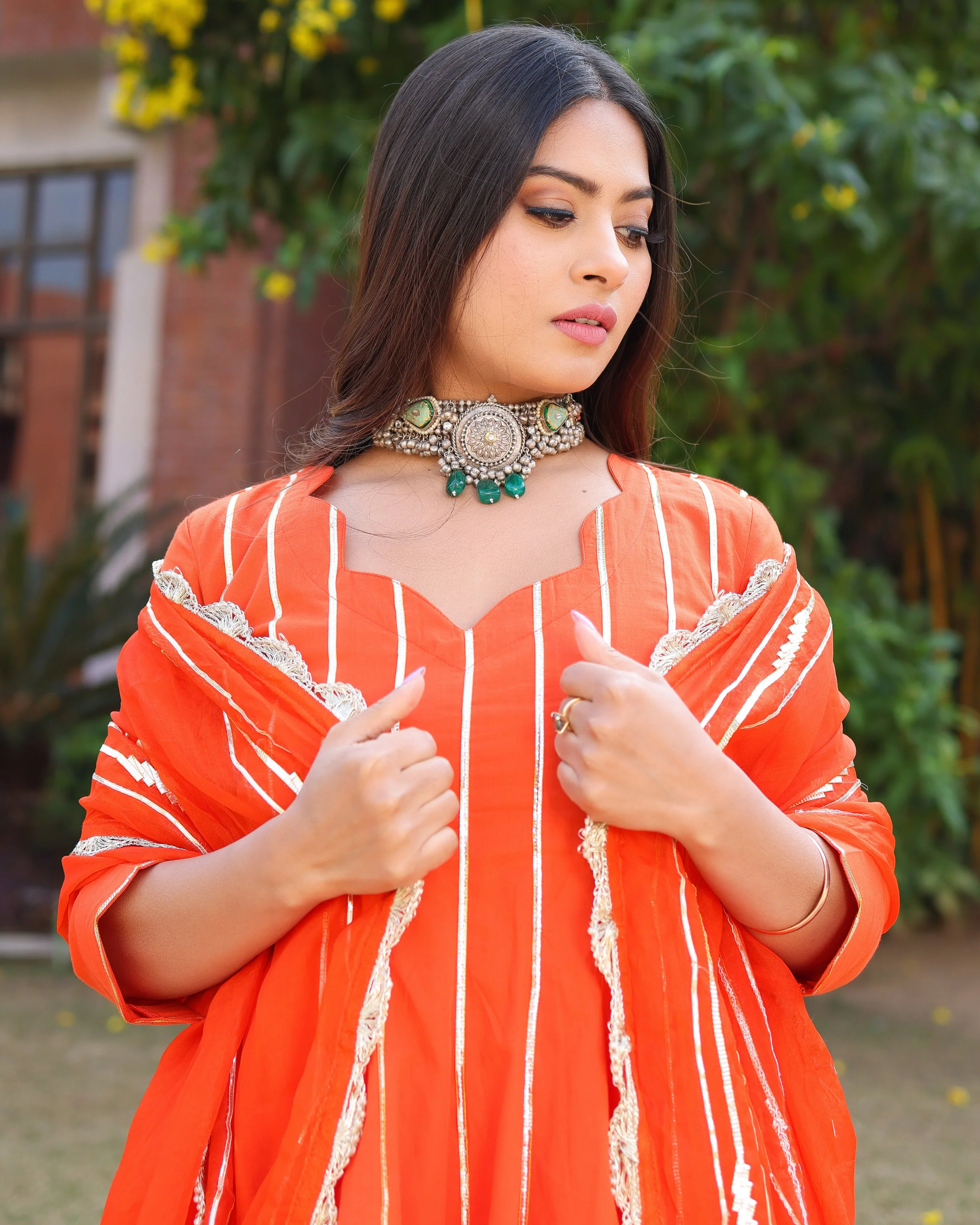 Spanish Orange Gotapatti Sharara Set - Image 2