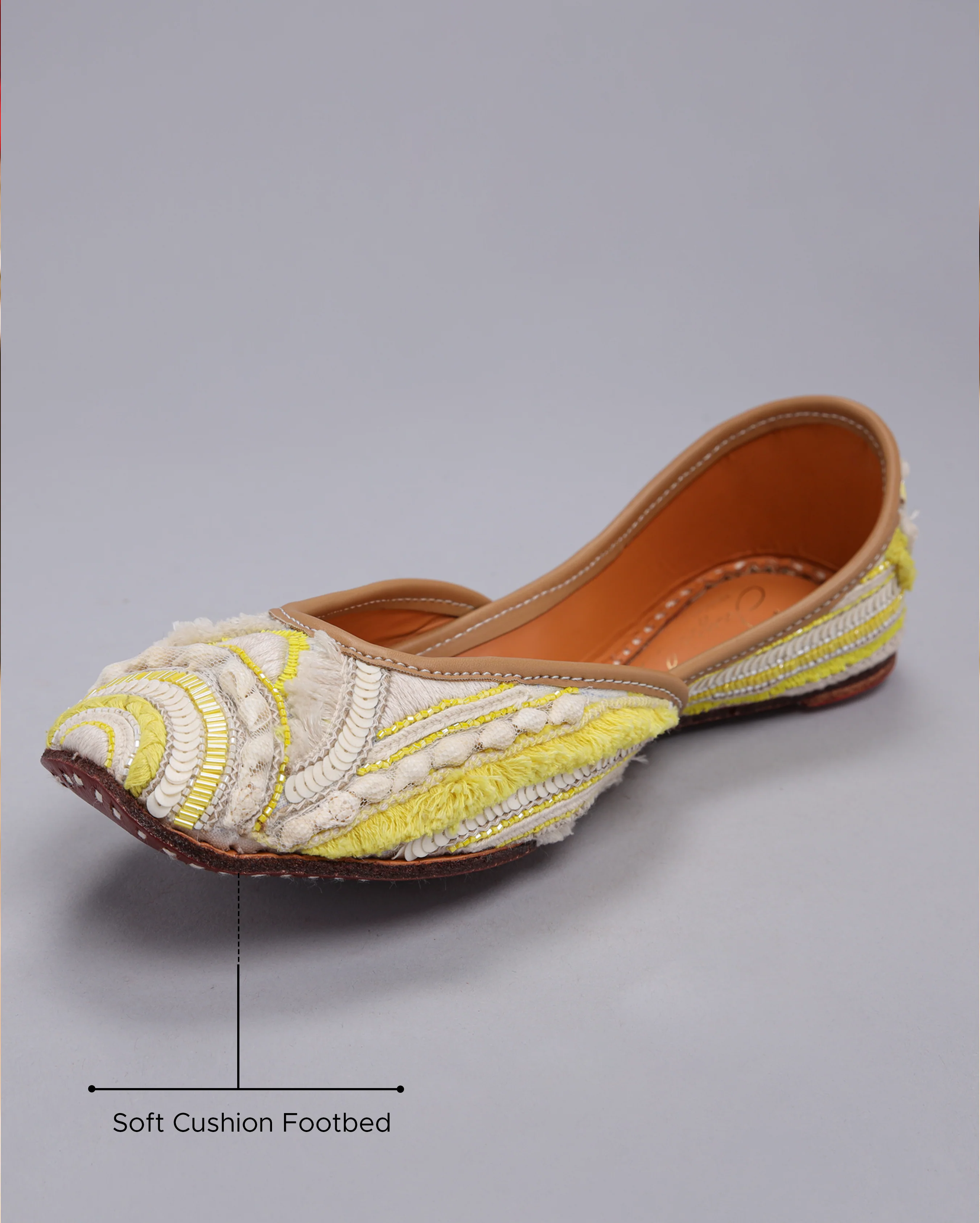 Spun Yellow Handcrafted Jutti - Image 4