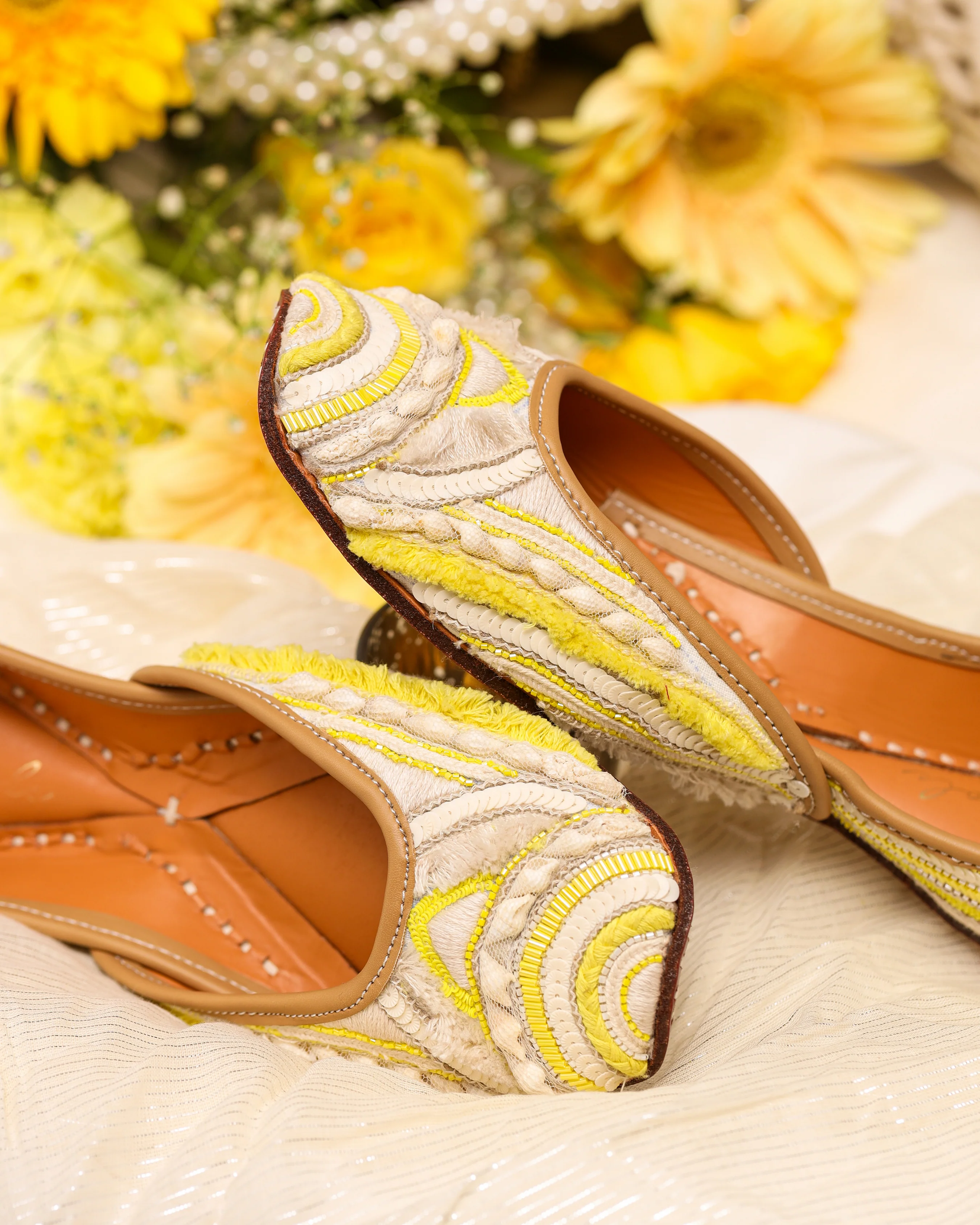 Spun Yellow Handcrafted Jutti - Image 6