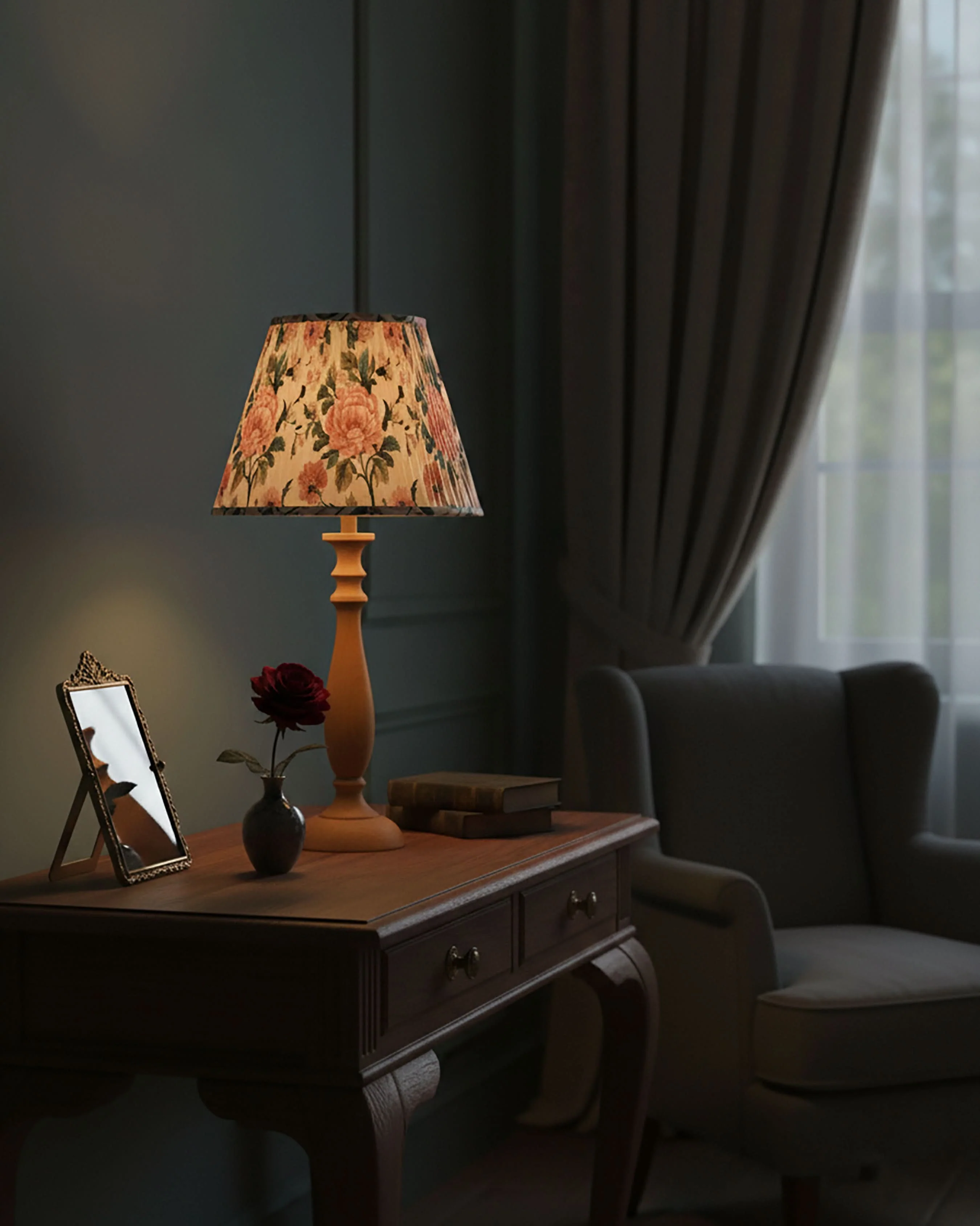 Summer Pink Handblock Circular Lampshade - Image 8