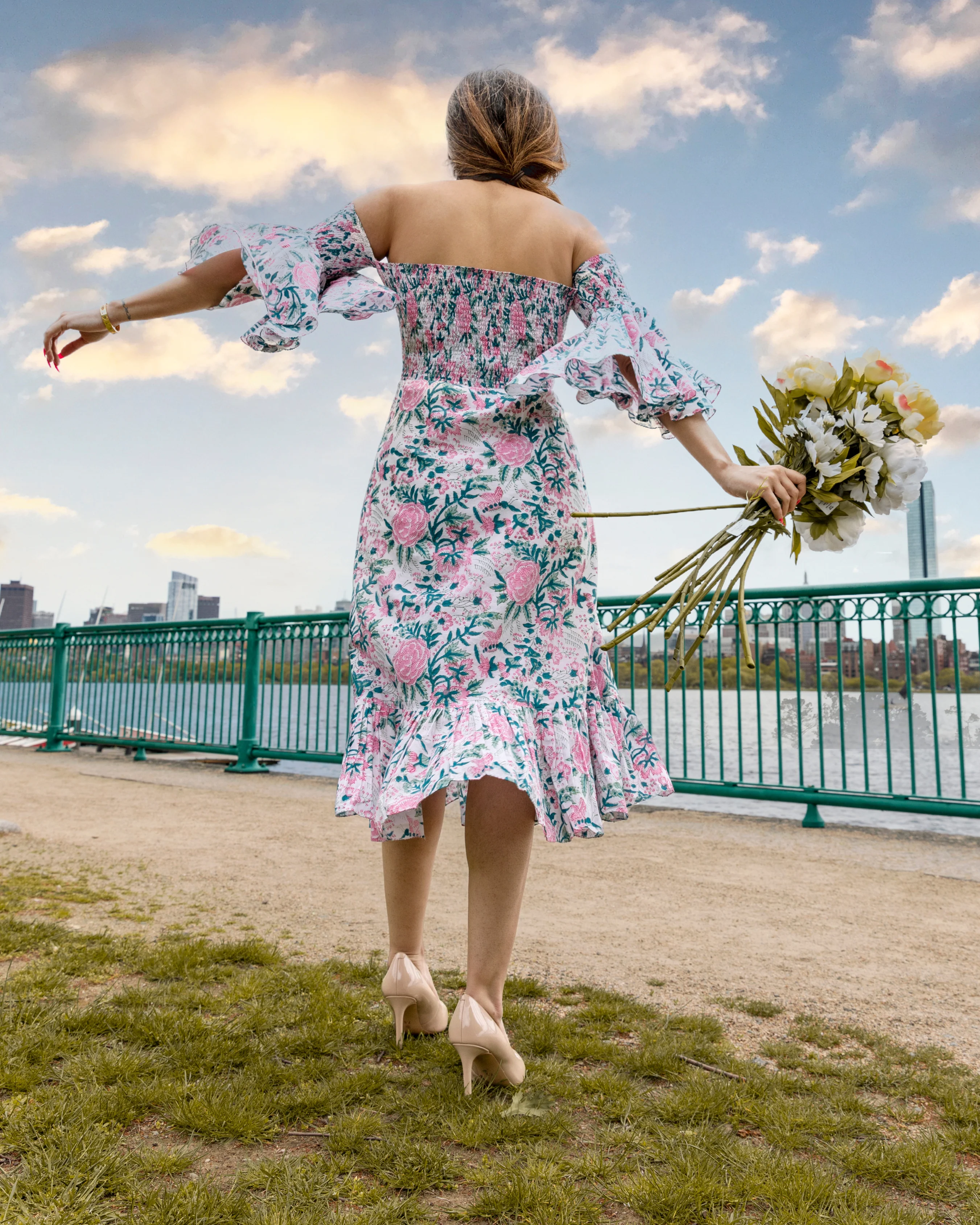Summer Pink Smocked Cotton Dress - Image 7