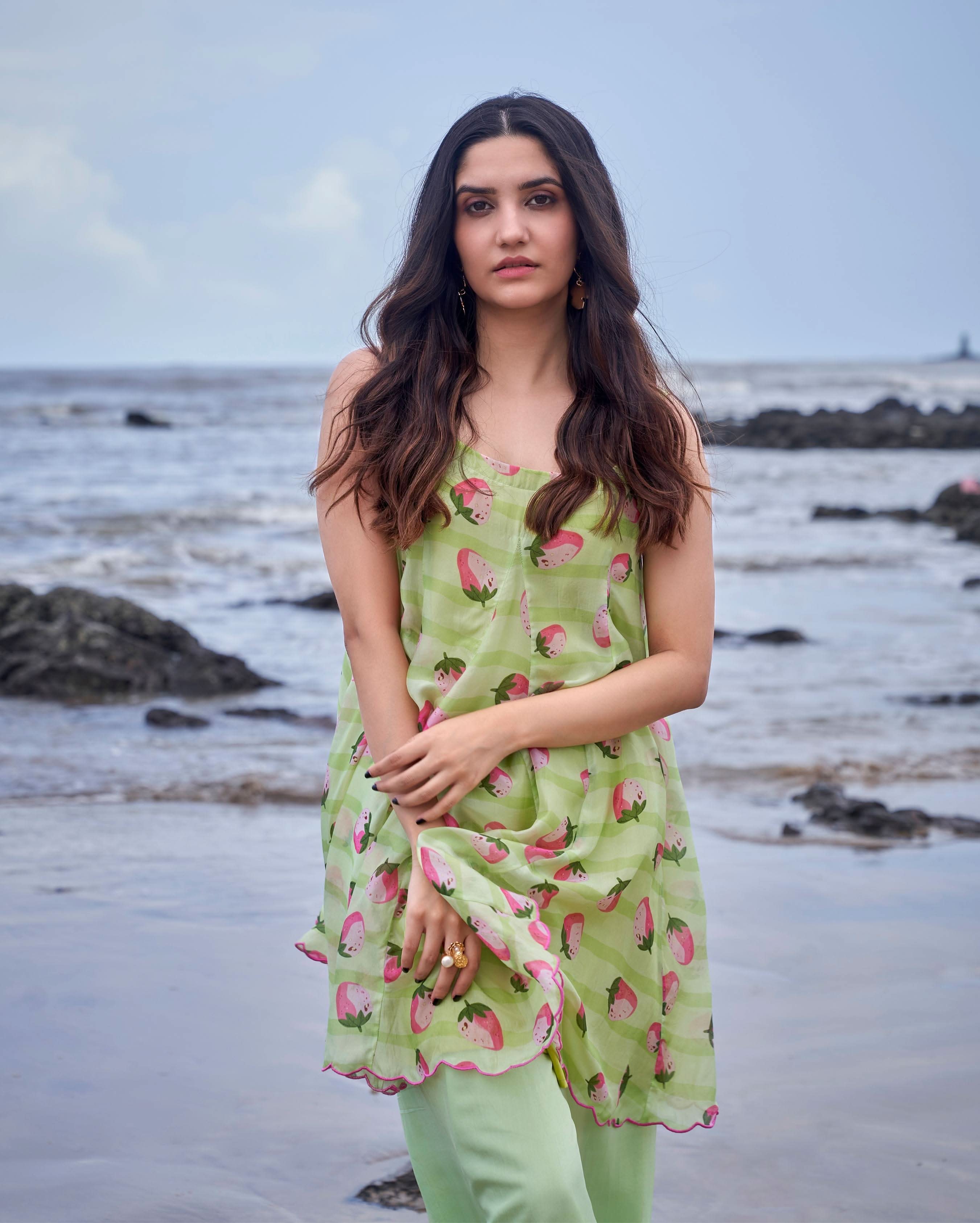 Sundae Light Green Printed Silk Coord Set - Image 6