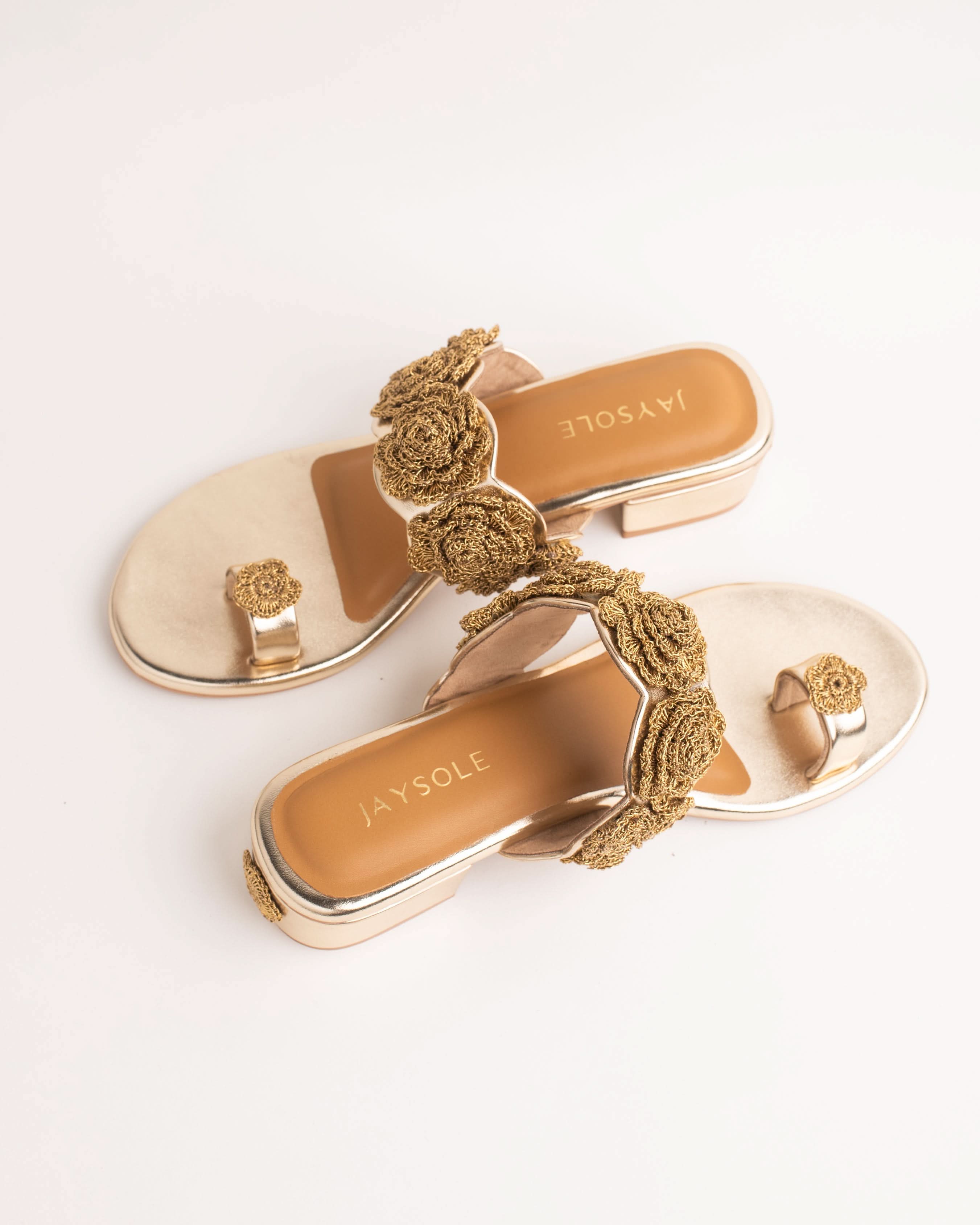 Sunehri Golden Flower Heels - Image 3