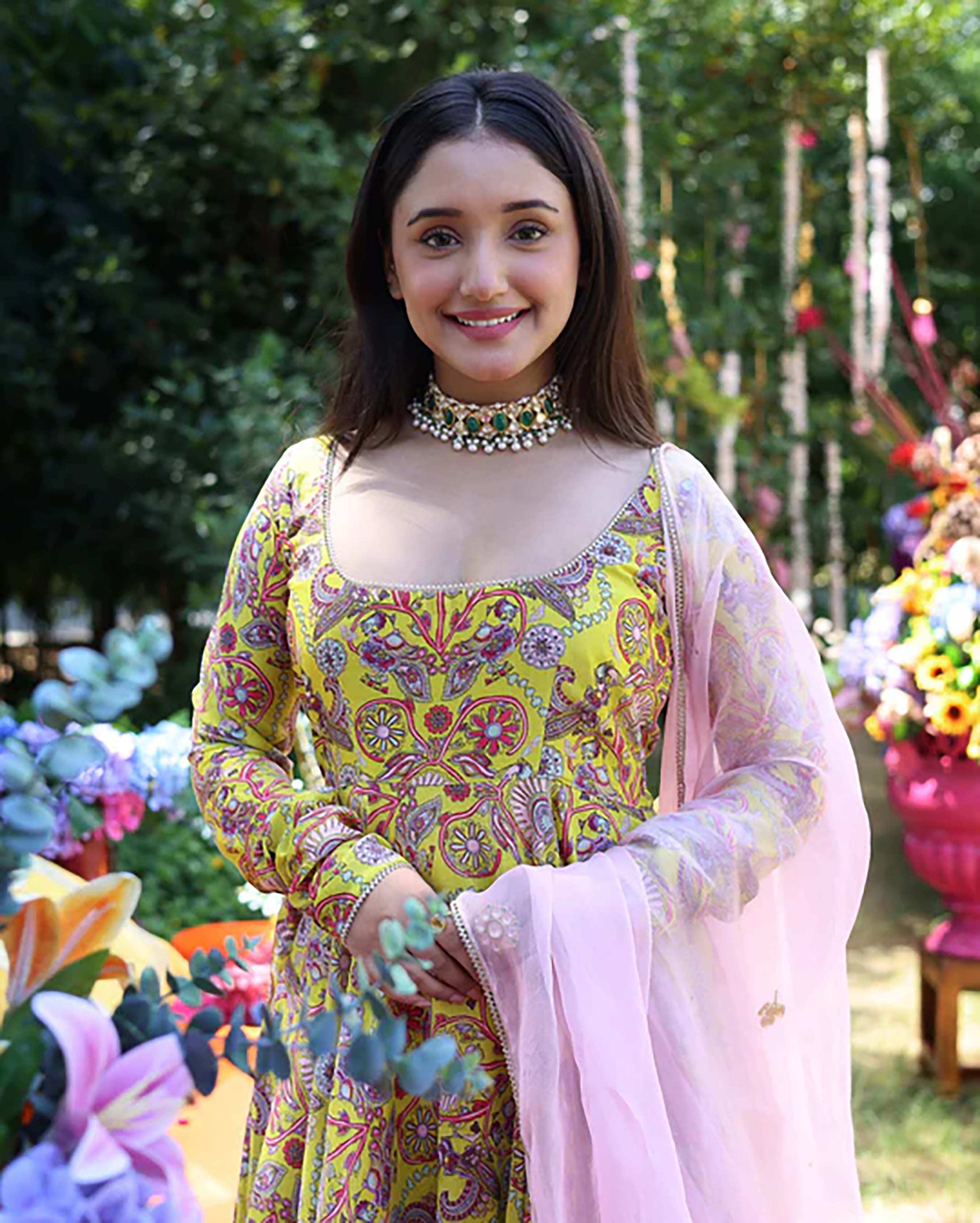 Sunglow Yellow Printed Chanderi Suit Set - Image 7