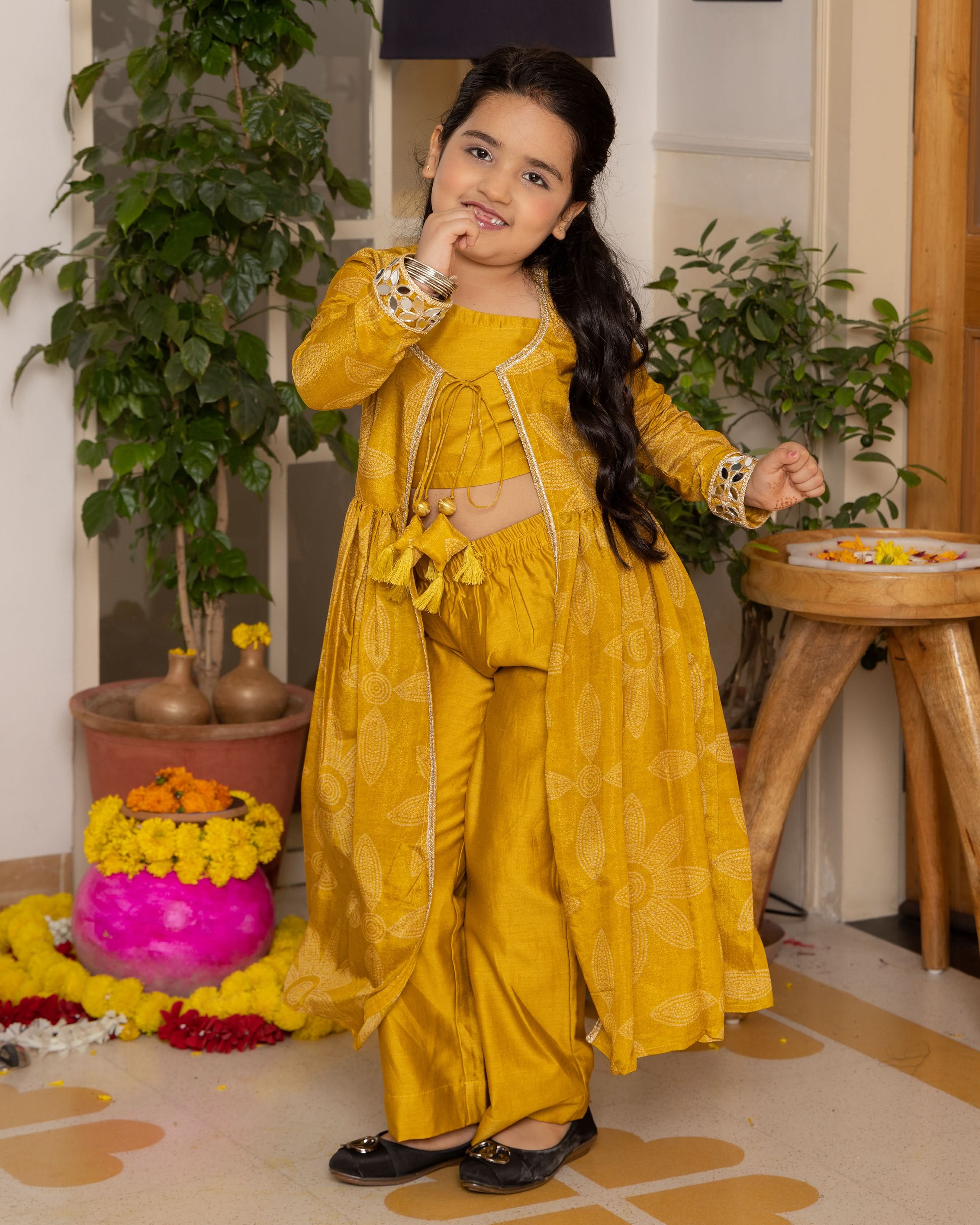 Tara Mustard Bandhani Chanderi Coord Set - Image 3