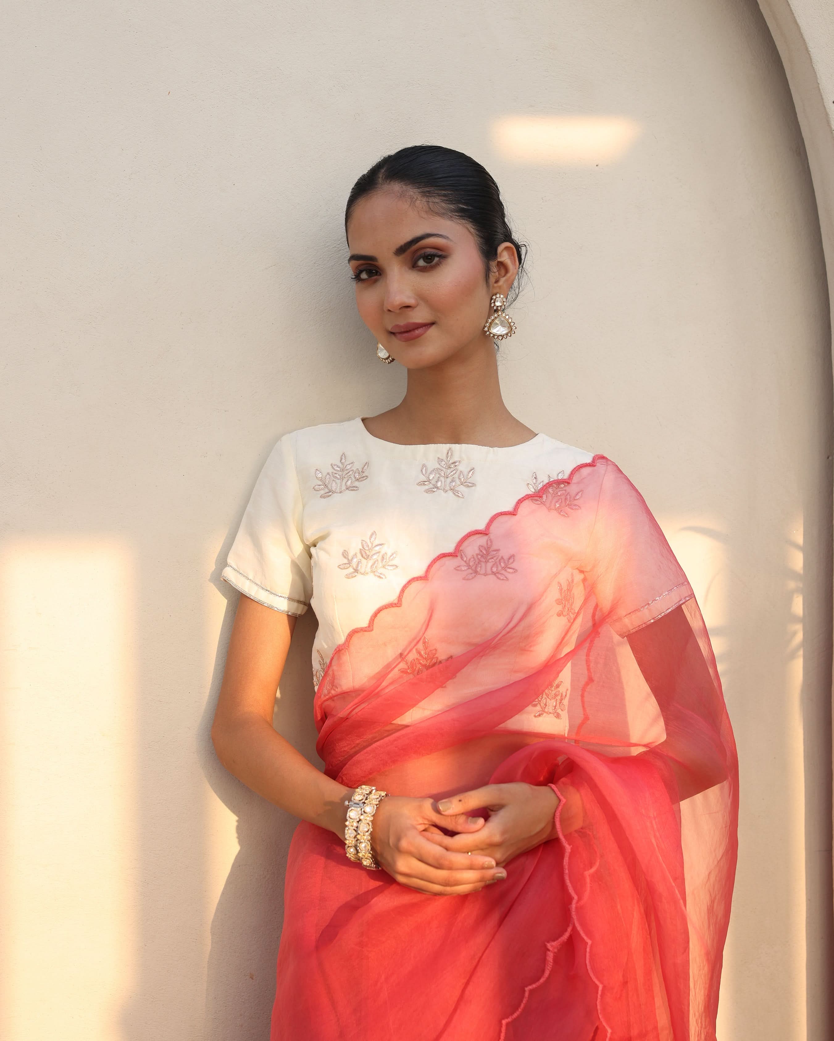Tara White Chanderi Gotapatti Blouse - Image 2