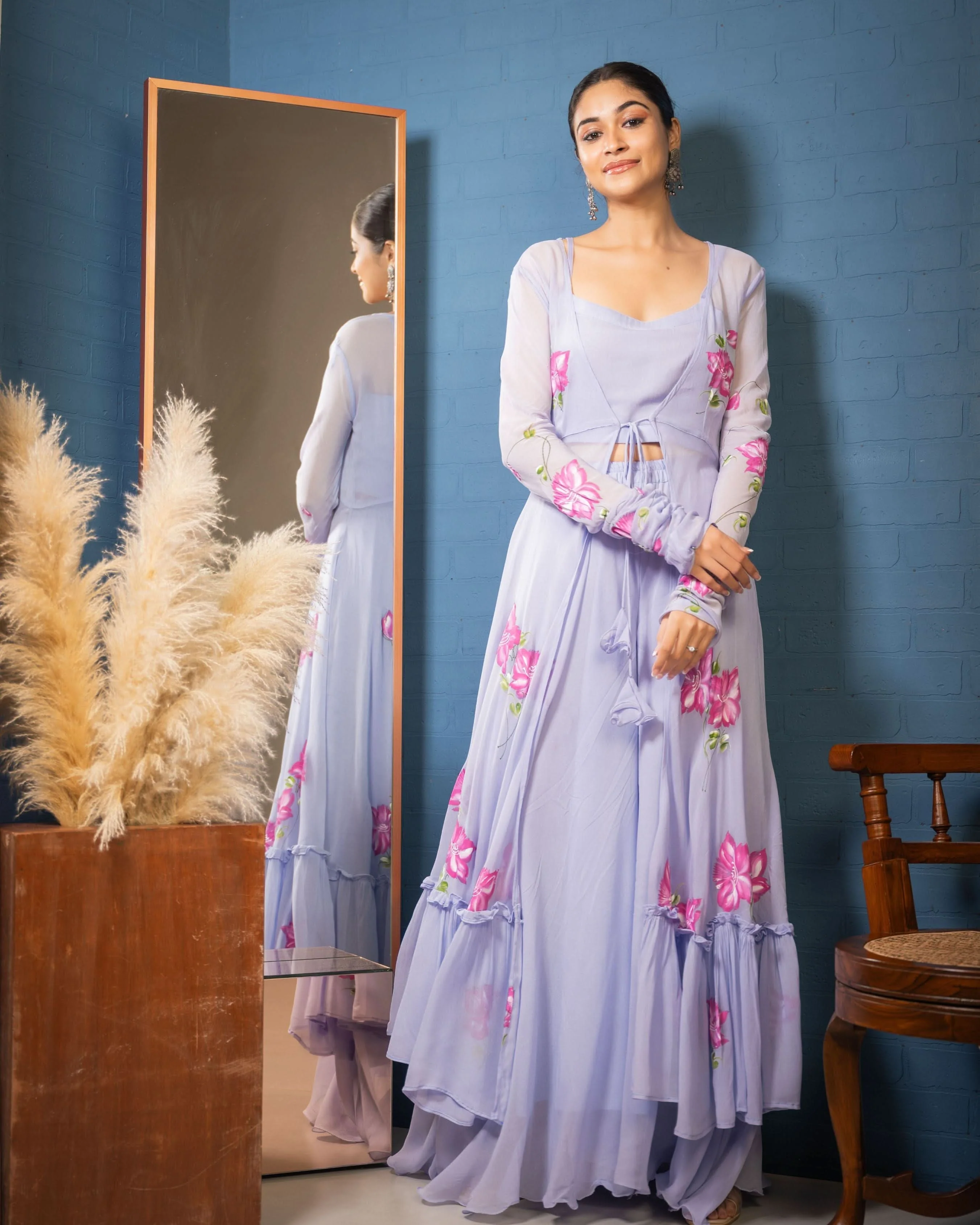 Tashi Handpainted Georgette Suit Set - Image 3