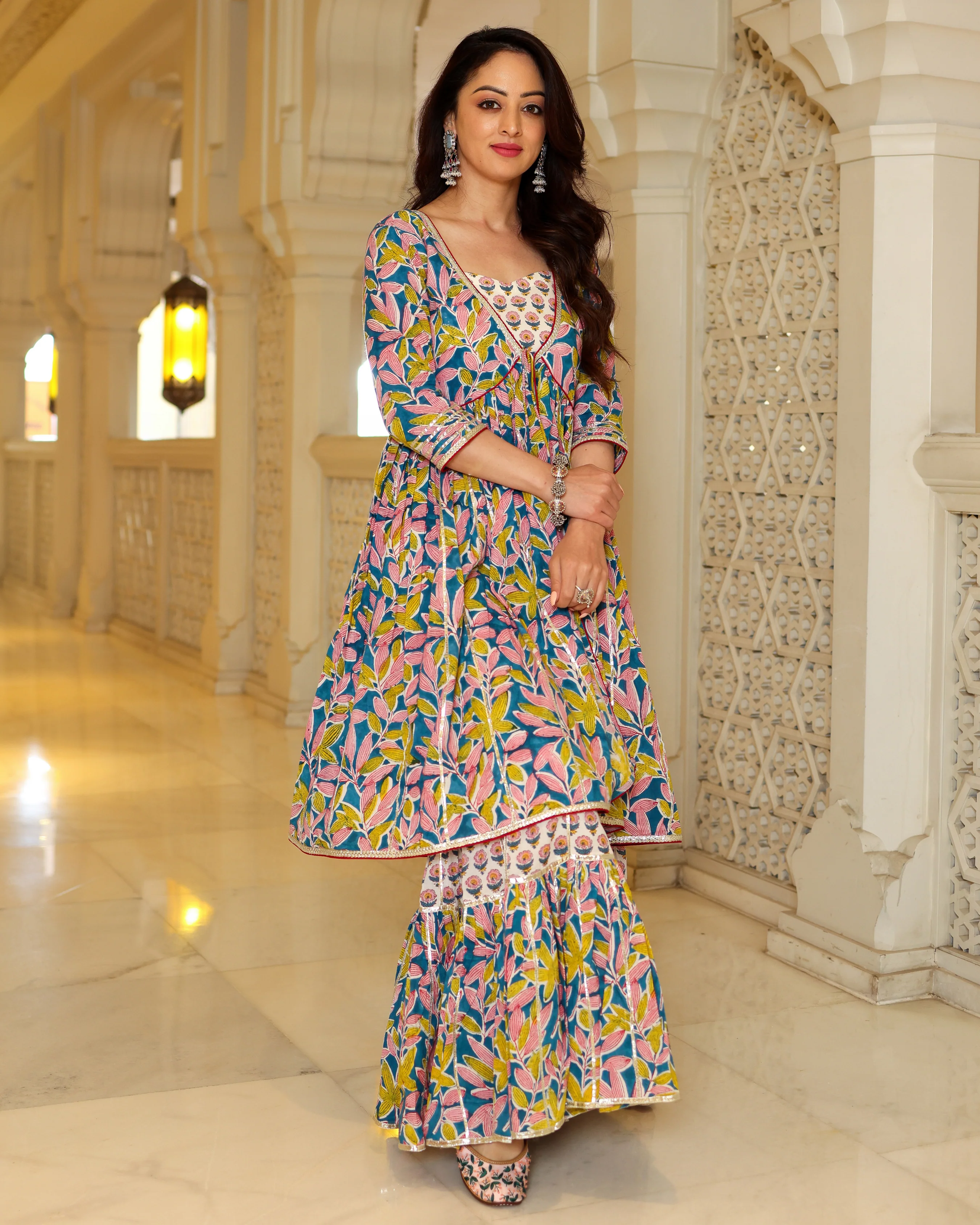 Timber Pink Handblock Sharara Set - Image 6