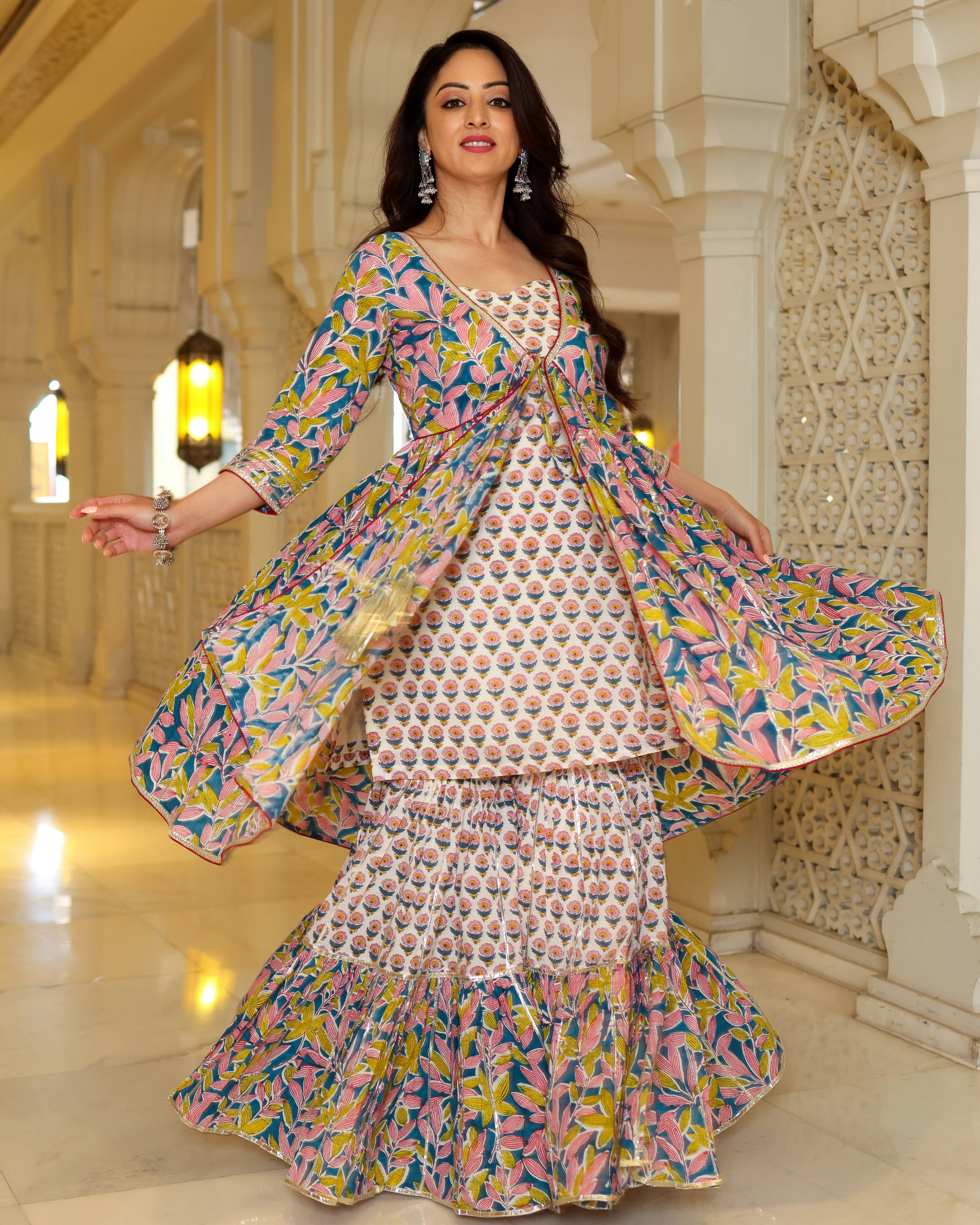 Timber Pink Handblock Sharara Set - Image 8
