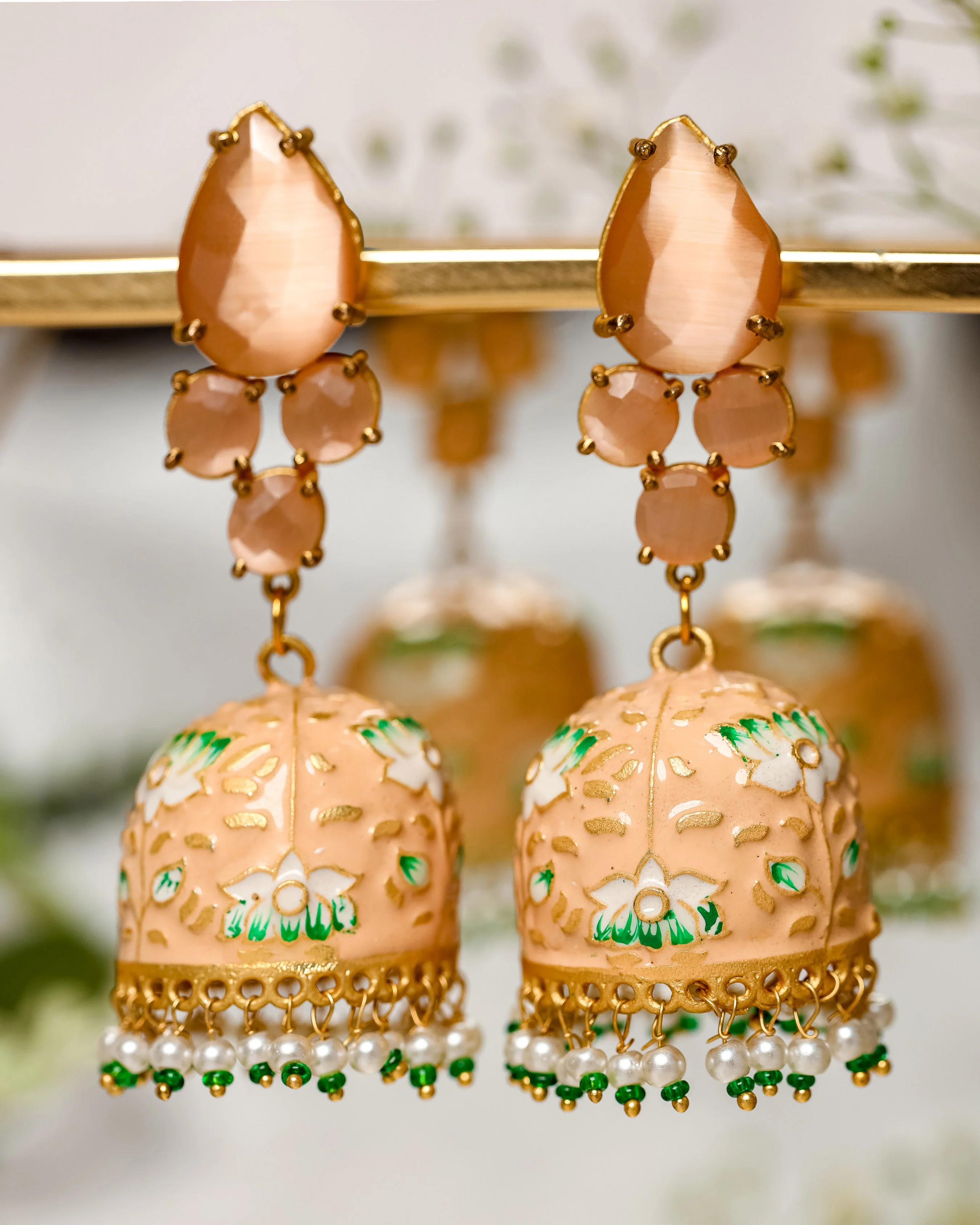 Tinge Flower Handcrafted Brass Earrings - Image 2
