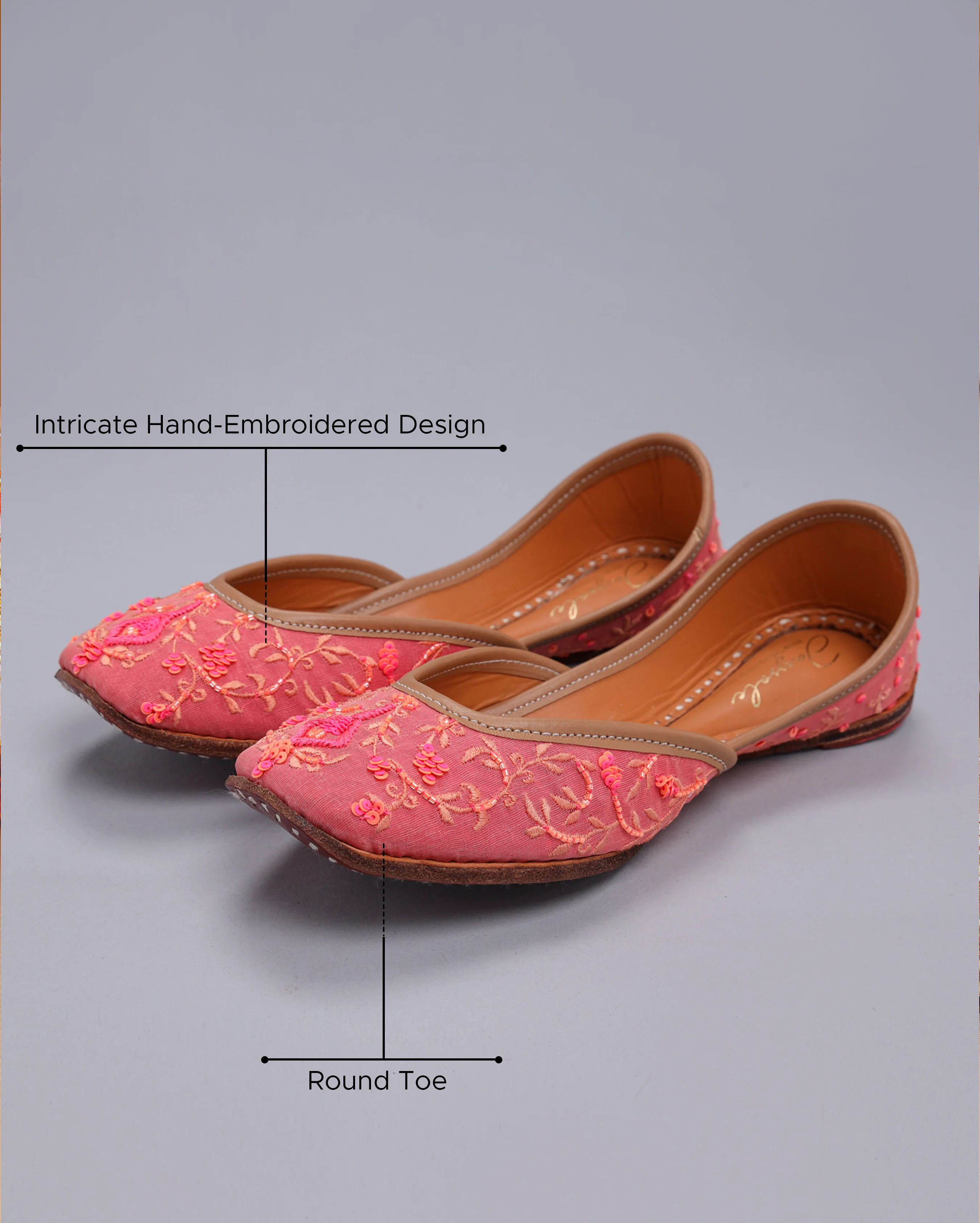 Tinsel Pink Handcrafted Jutti - Image 2