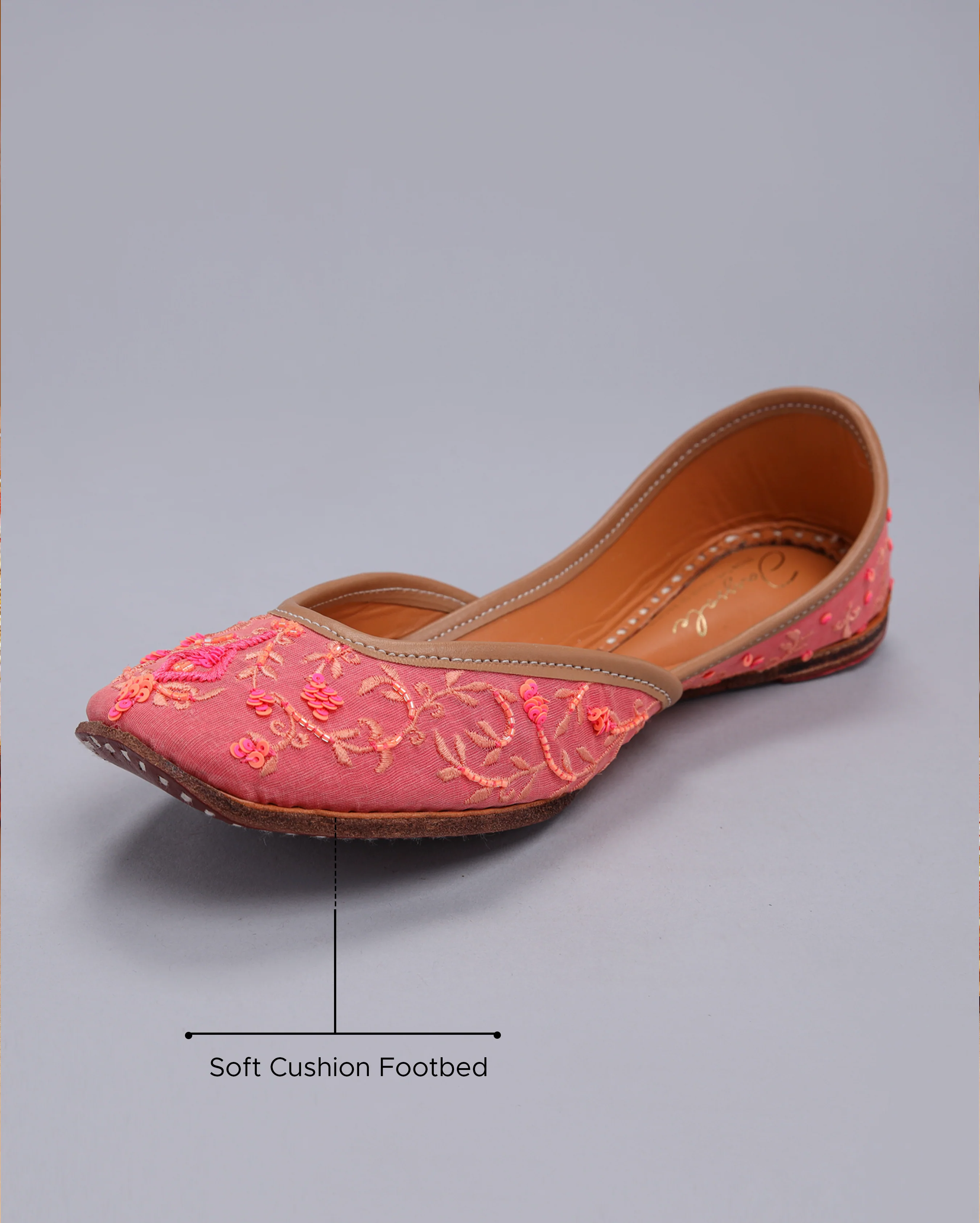 Tinsel Pink Handcrafted Jutti - Image 4
