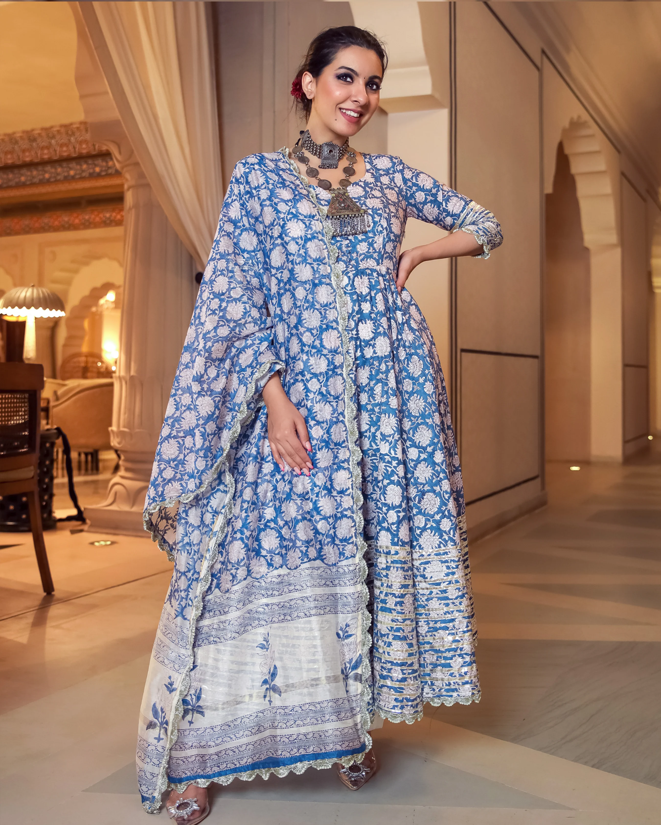 Tropical Sugar Handblock Gota Suit Set - Image 3