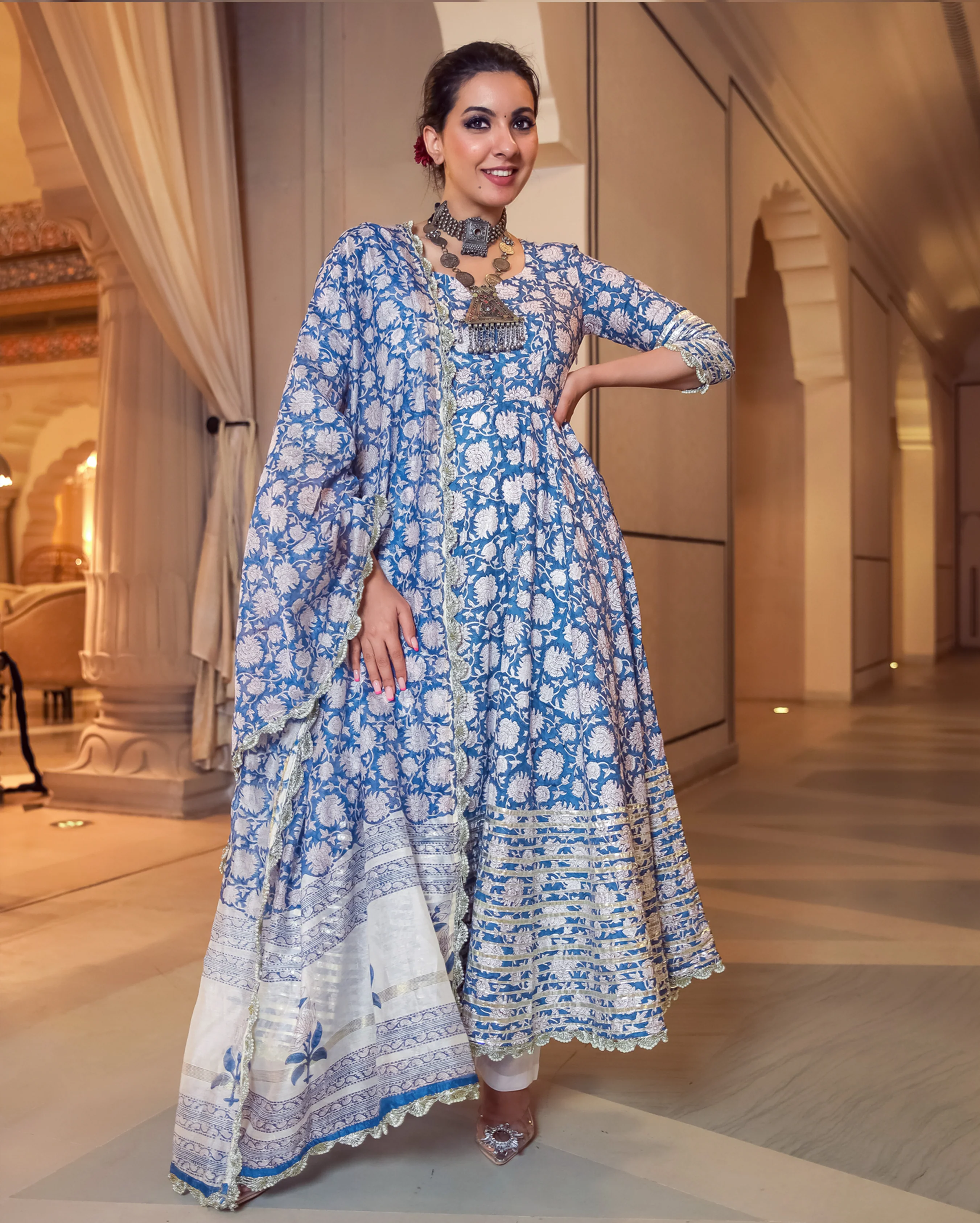 Tropical Sugar Handblock Gota Suit Set - Image 4