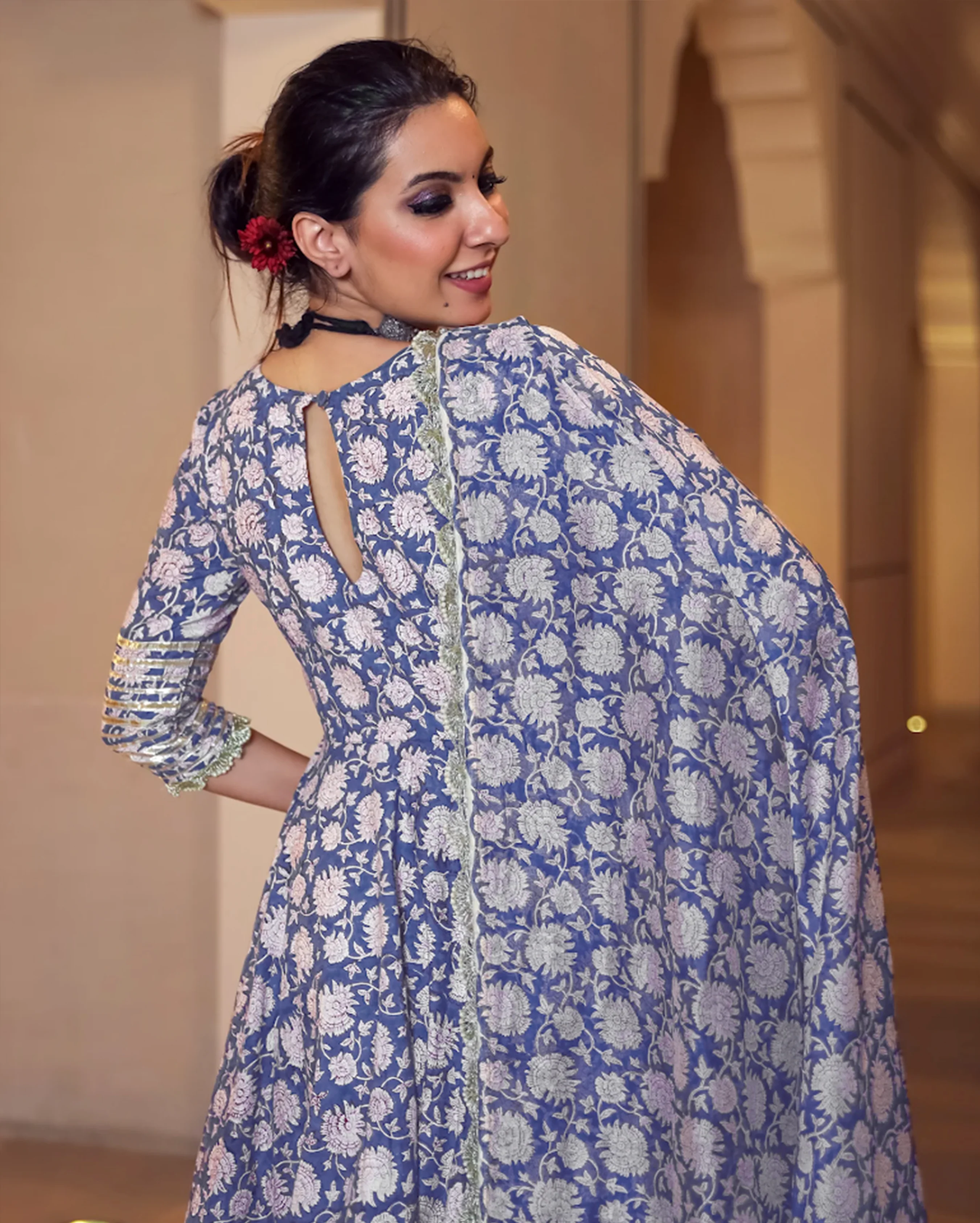 Tropical Sugar Handblock Gota Suit Set - Image 5