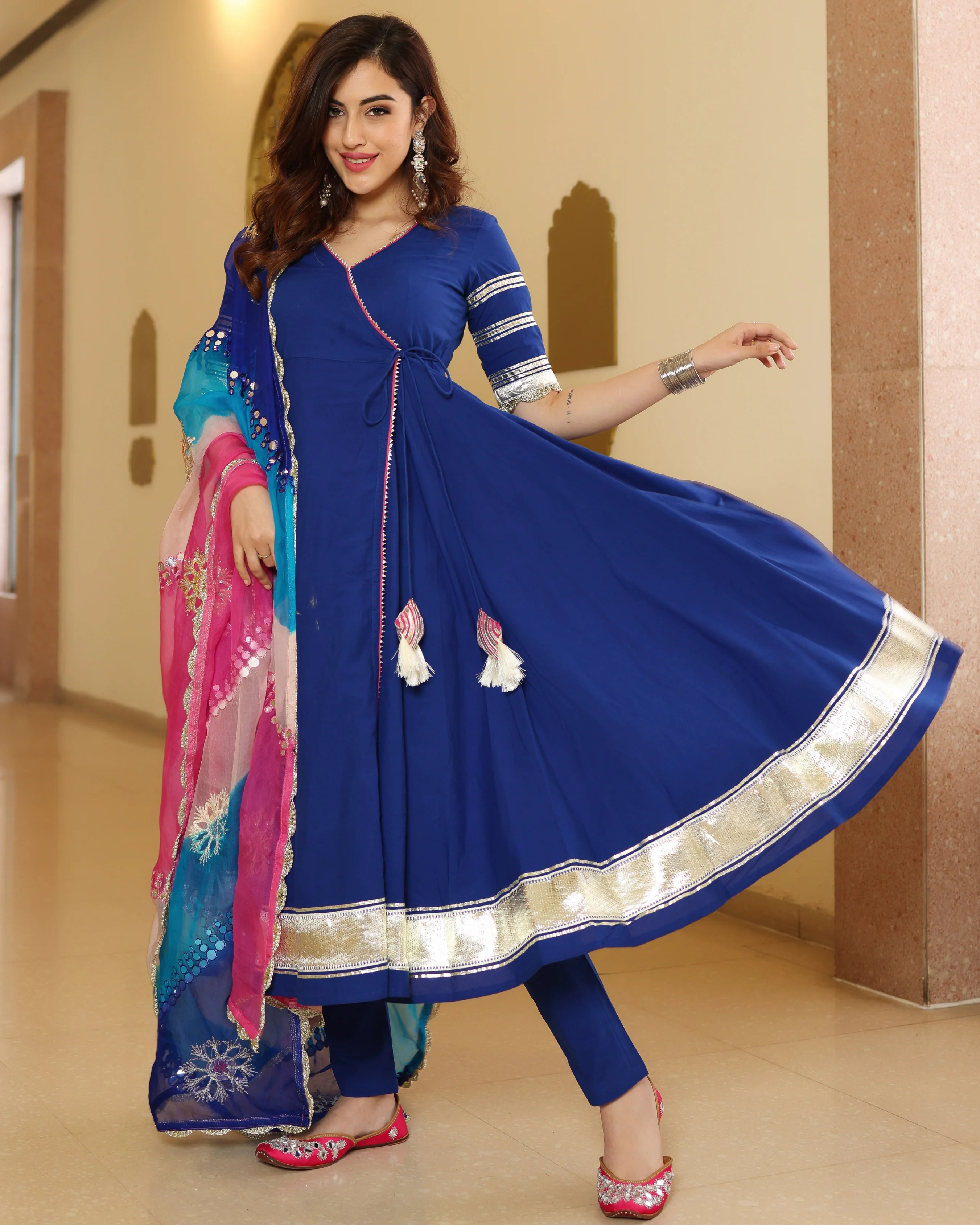 True Navy Gotapatti Anarkali Set - Image 3