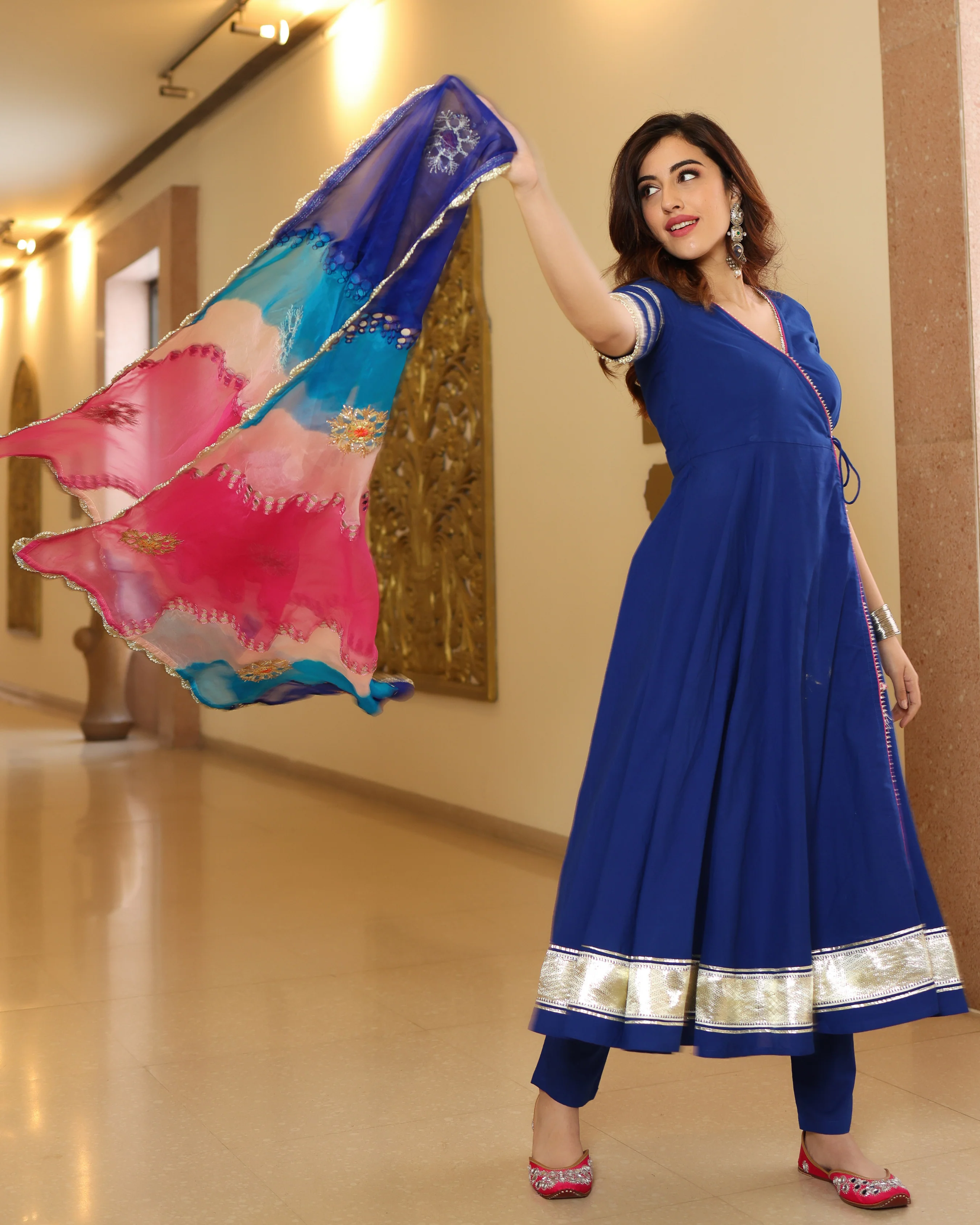 True Navy Gotapatti Anarkali Set - Image 5