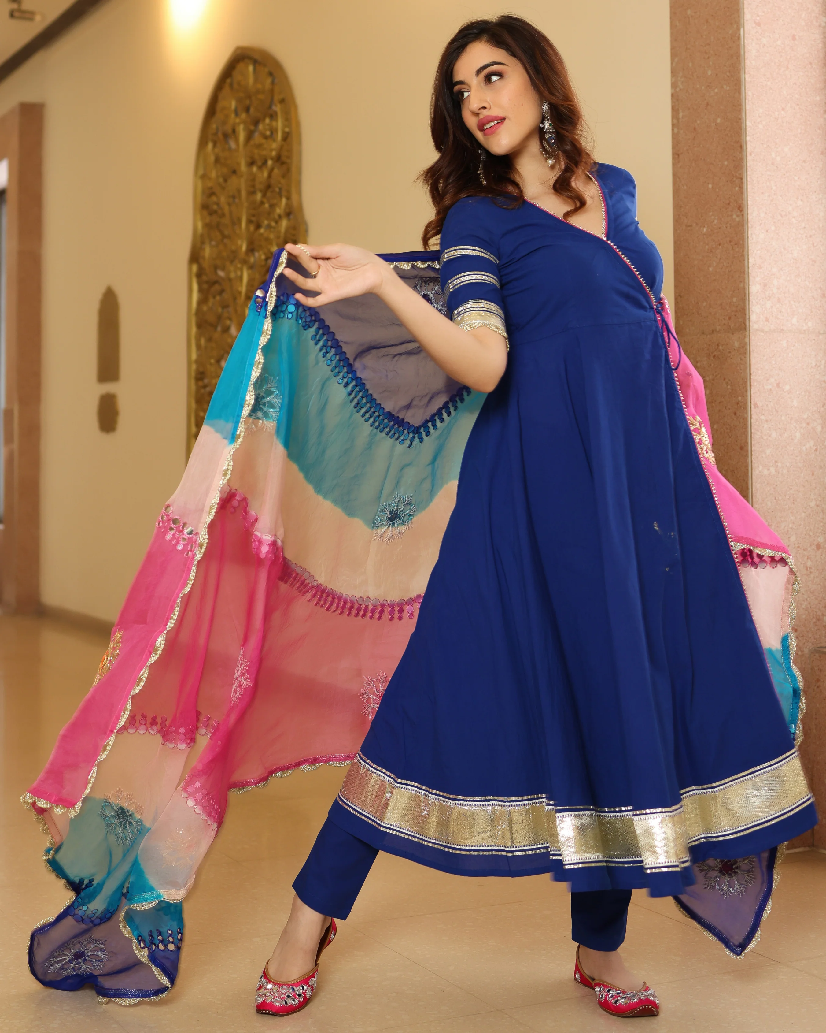 True Navy Gotapatti Anarkali Set - Image 6
