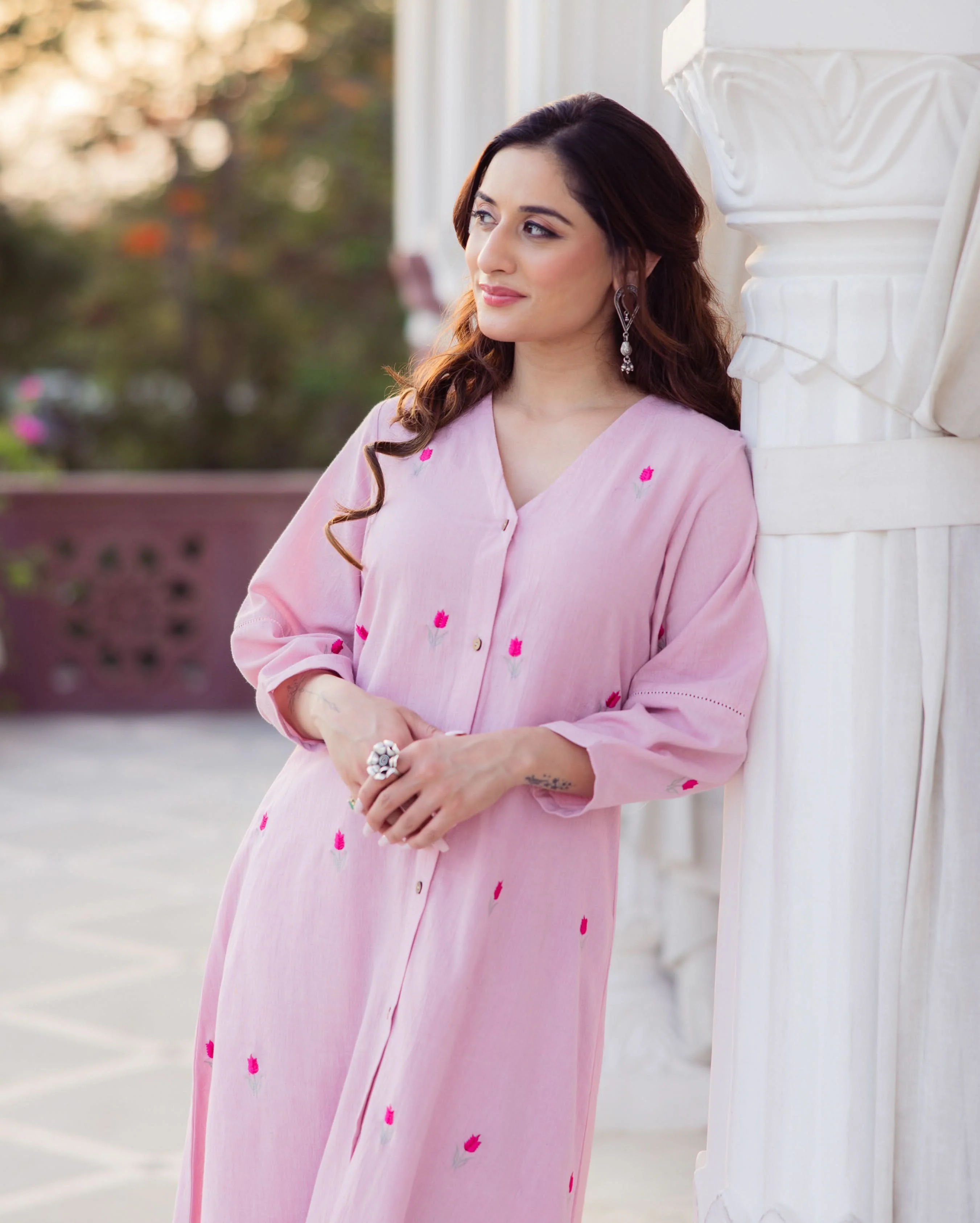 Tulip Pink Embroidered Flex Kurta Set - Image 4