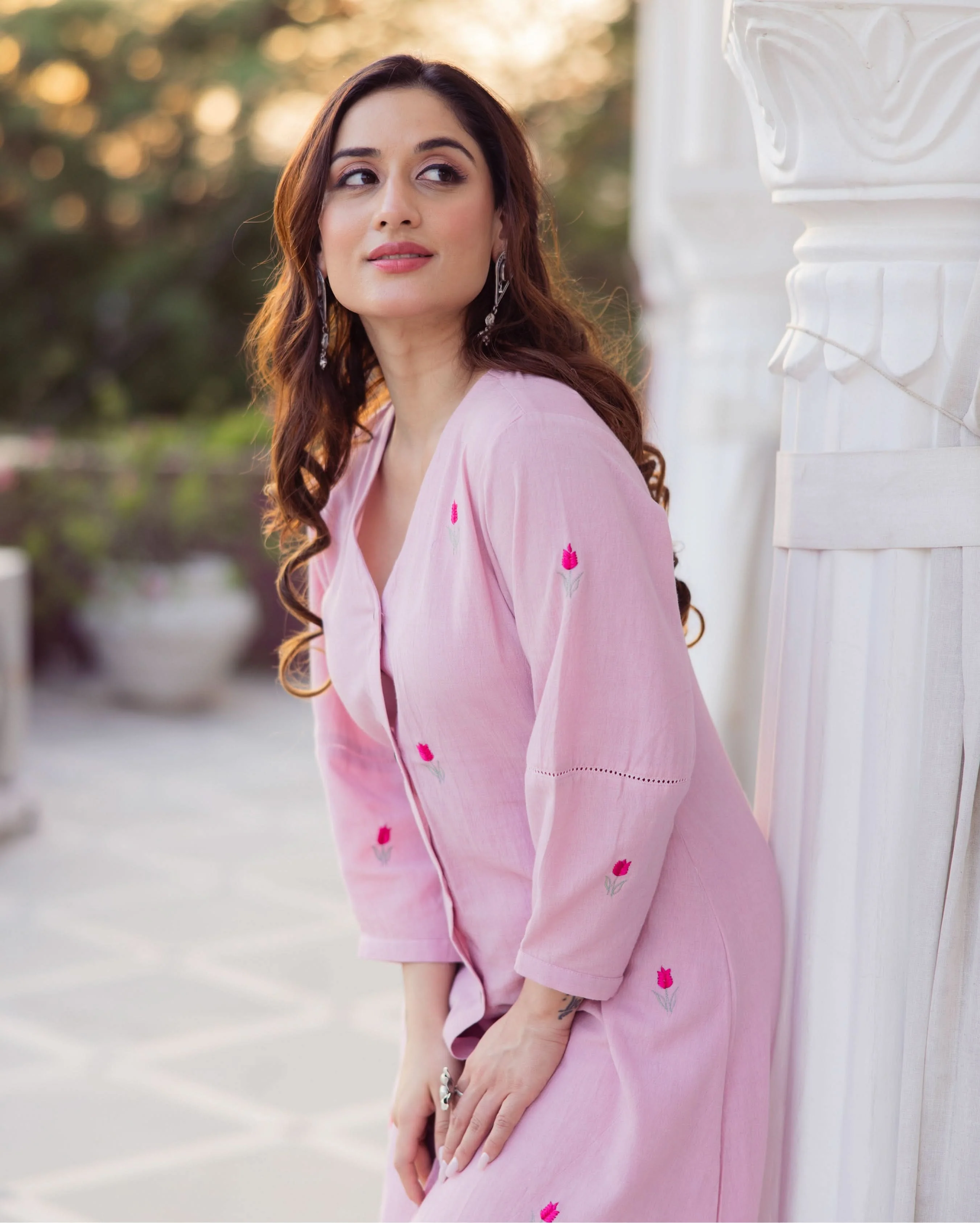 Tulip Pink Embroidered Flex Kurta Set - Image 5