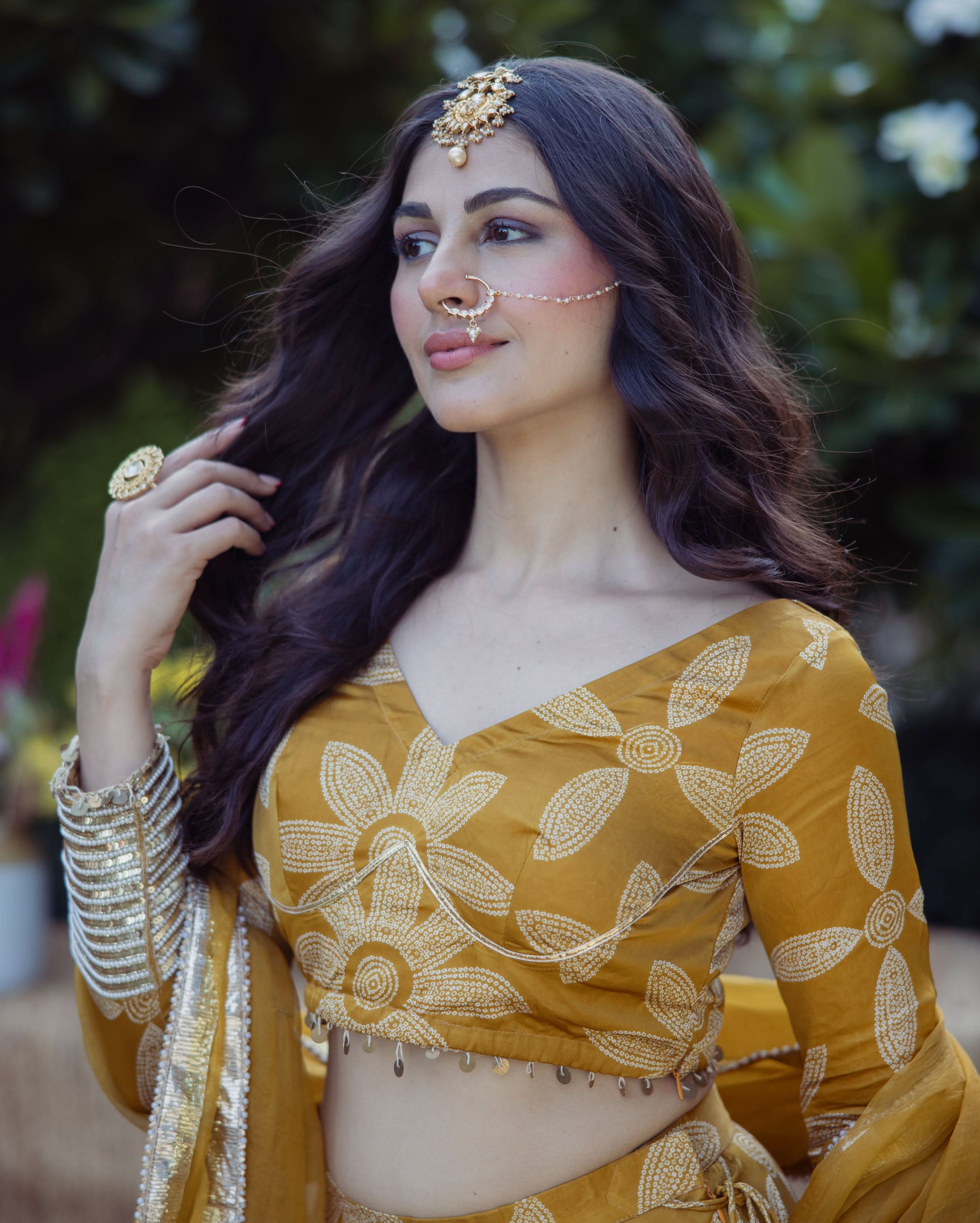 Tulsi Mustard Bandhani Satin Lehenga Set - Image 9