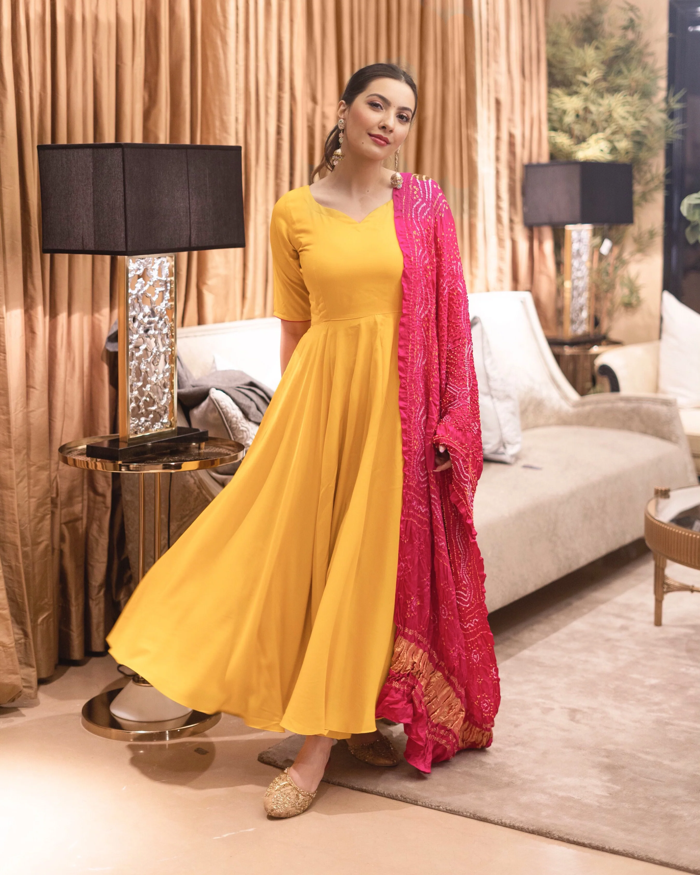 Tuscan Yellow Pure Gajji Silk Bandhej Suit - Image 4