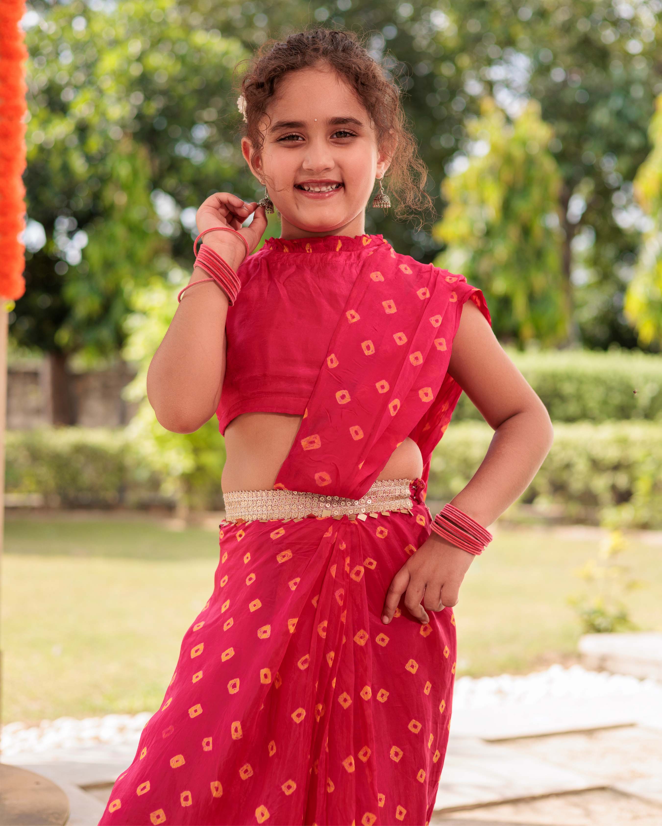 Twisted Bliss Pink Silk Draped Saree - Image 3