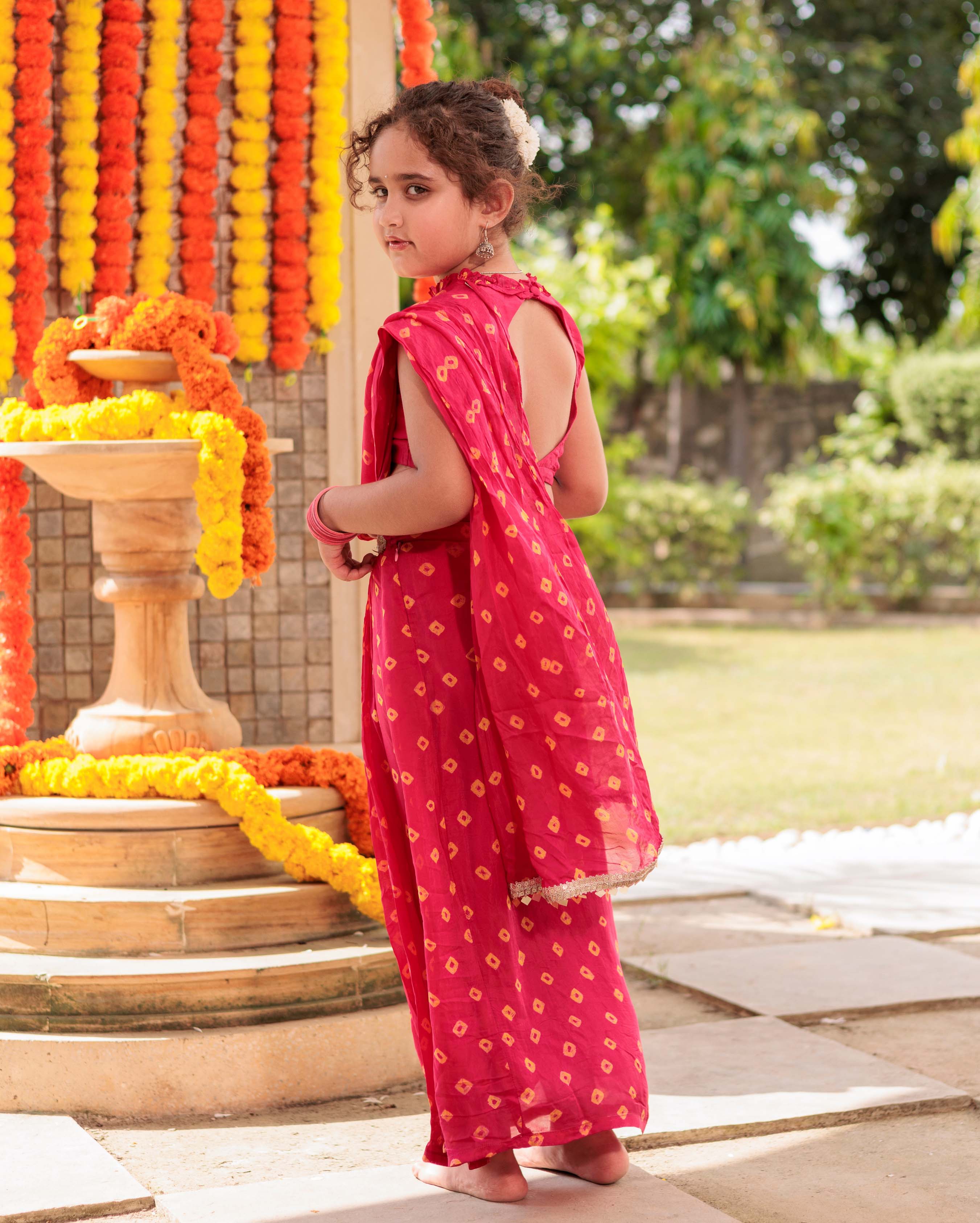 Twisted Bliss Pink Silk Draped Saree - Image 5