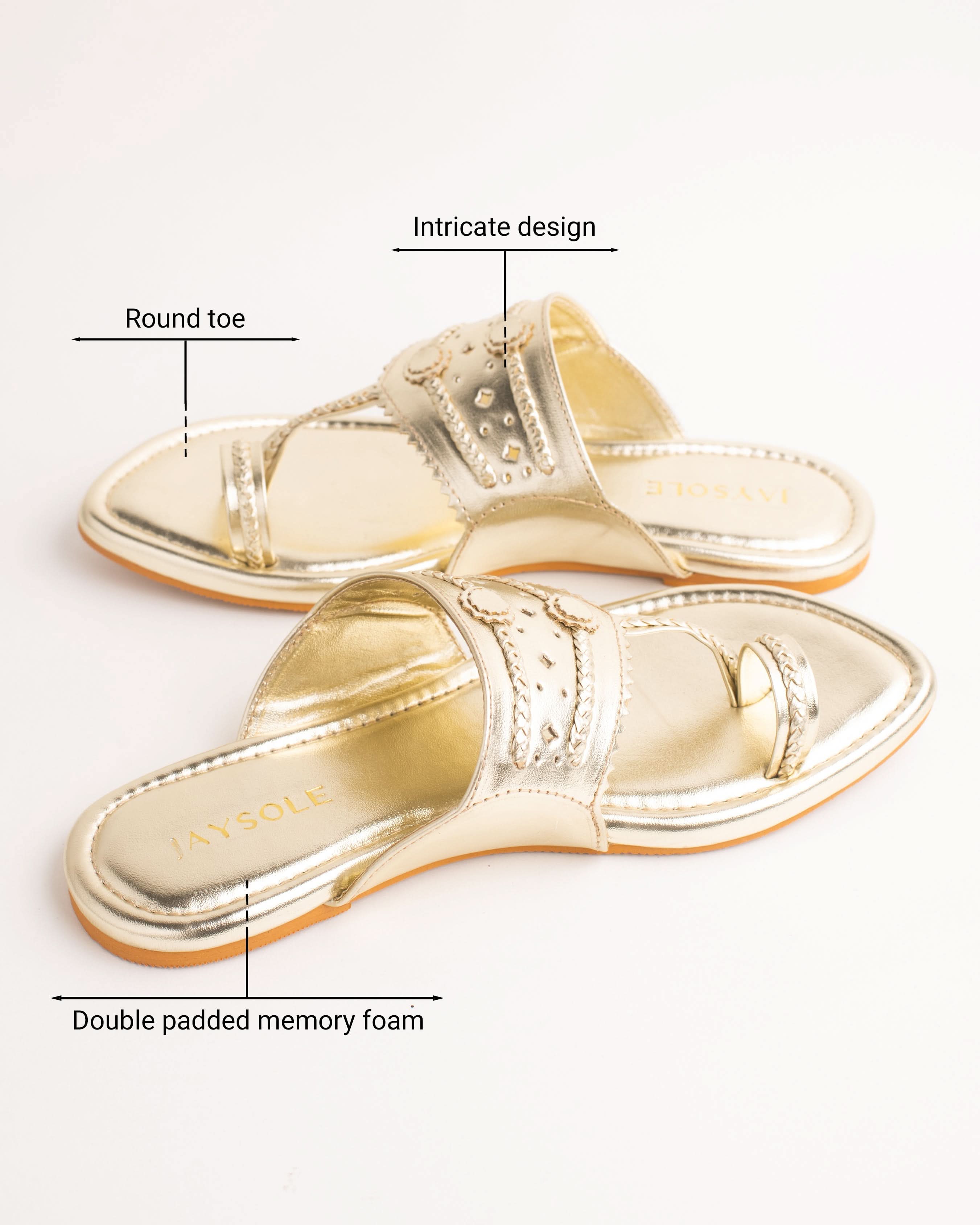 Utsav Gold Solid Kolha Flats - Image 2