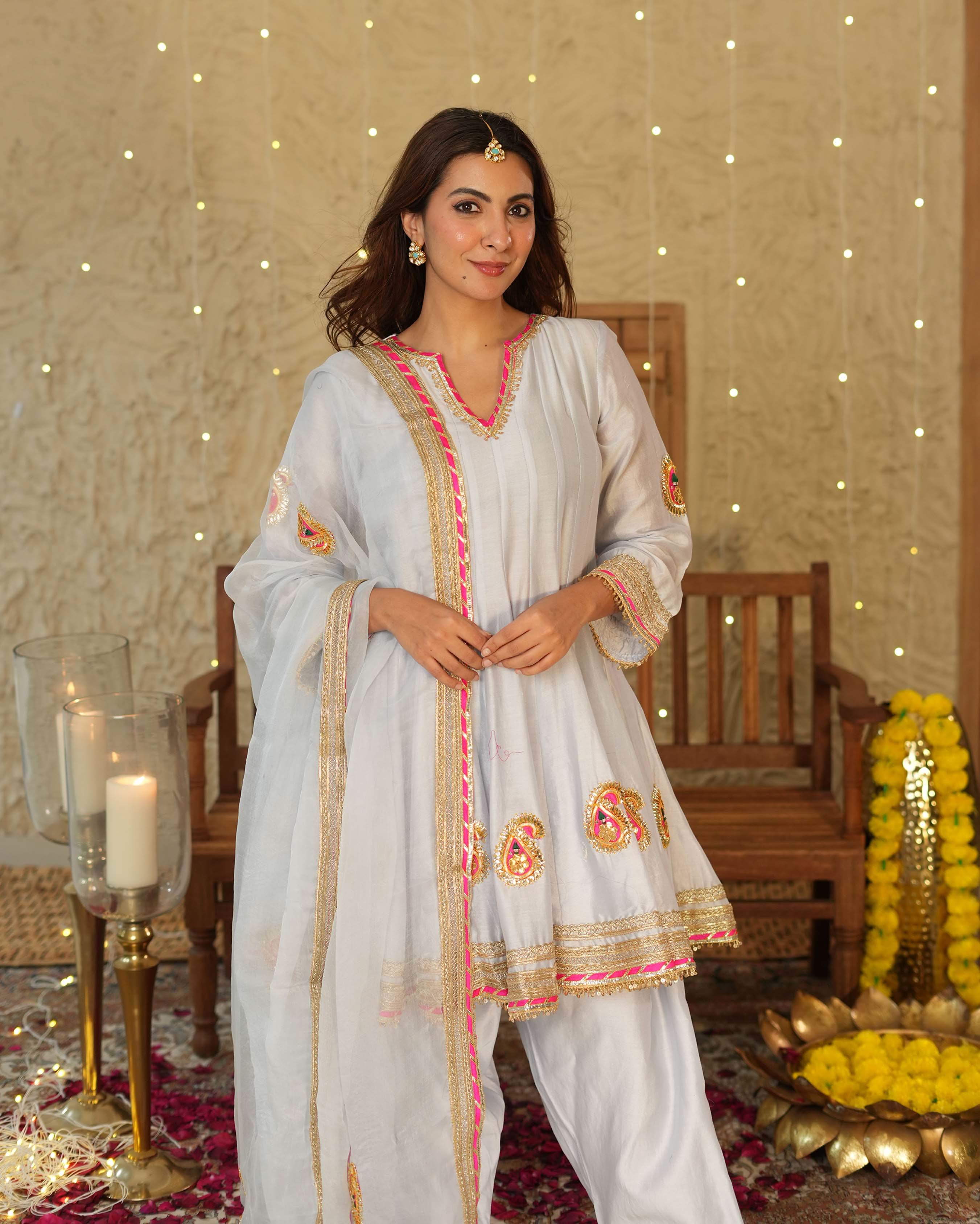 Vaani Light Blue Solid Chanderi Suit Set - Image 2
