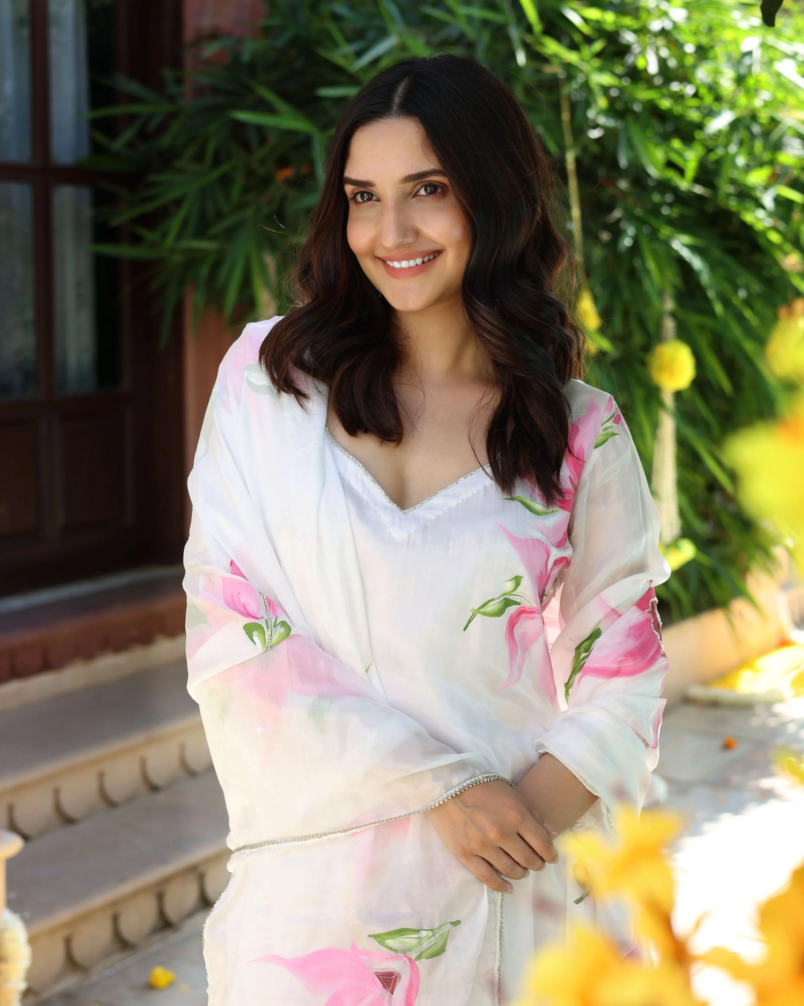 Vanilla Mist Handpainted Silk Suit Set - Image 8