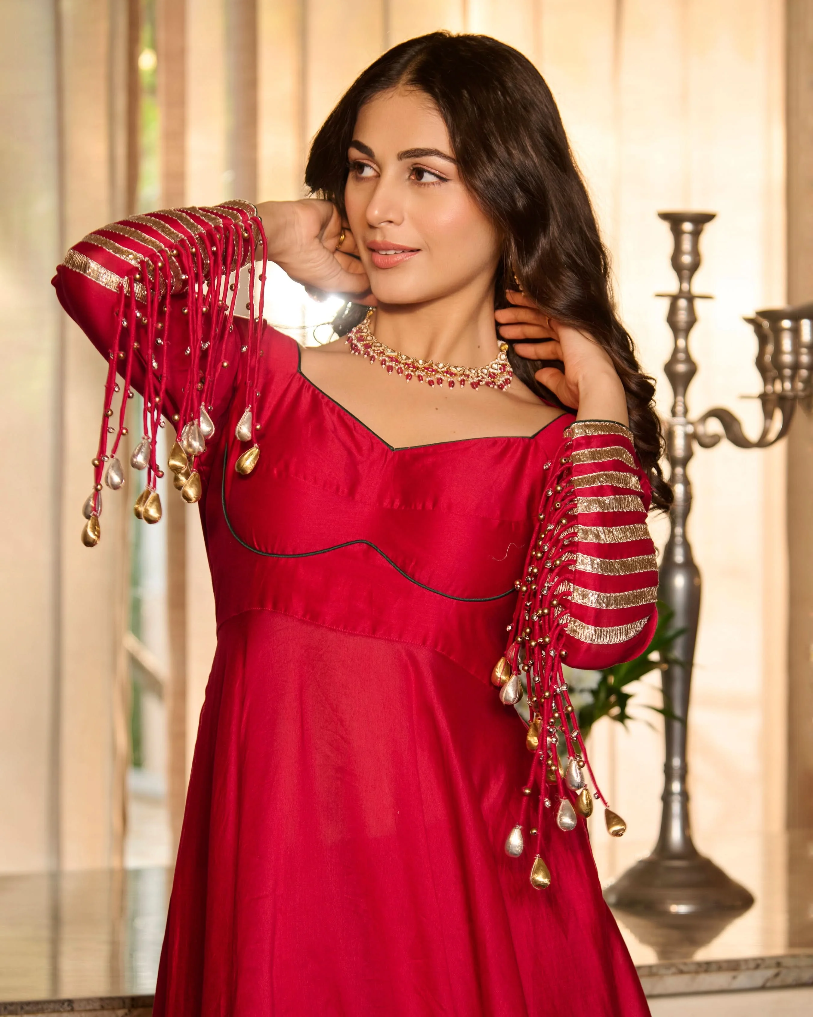 Vibha Magenta Solid Chanderi Suit Set - Image 7