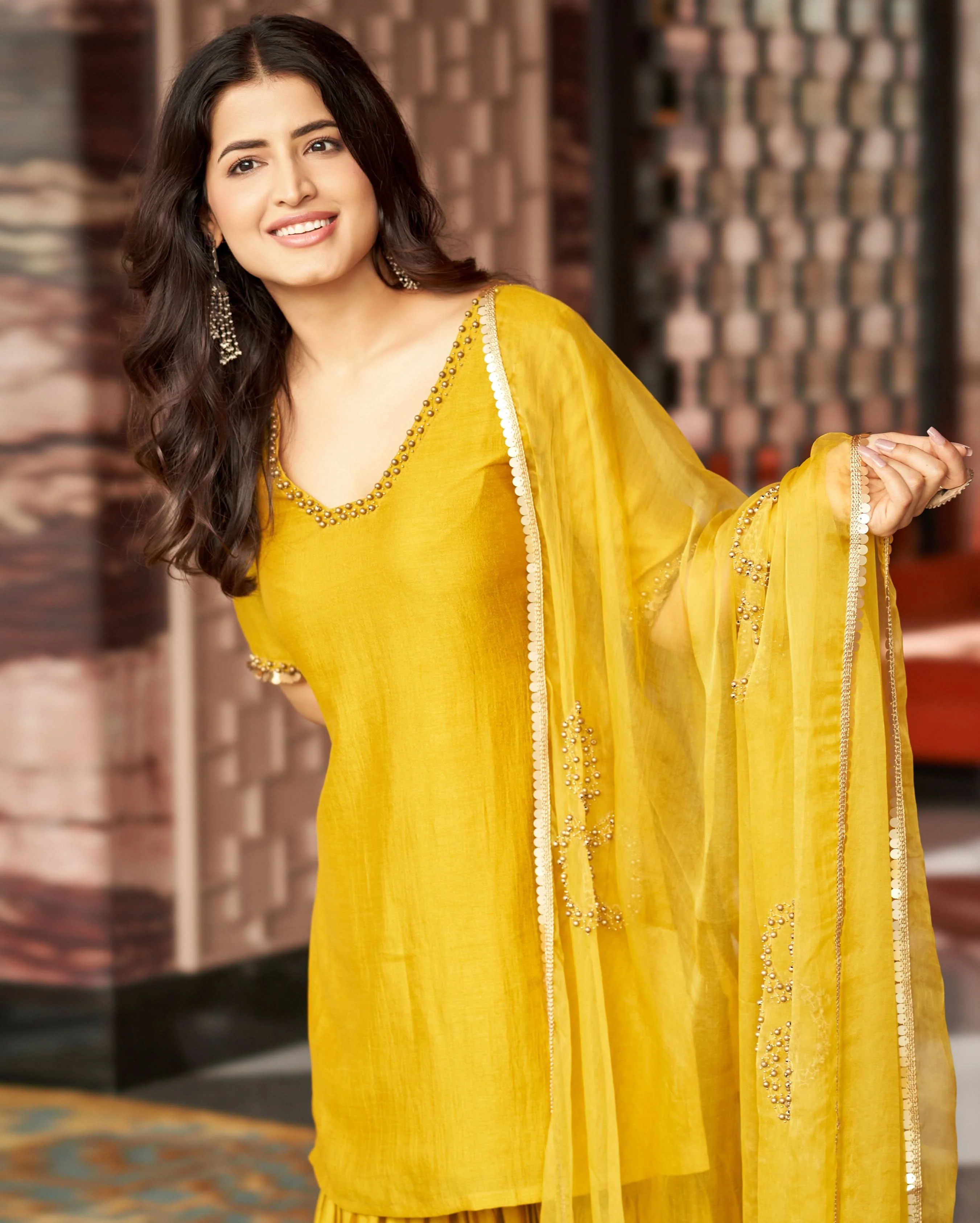 Virasat Mustard Yellow Embroidered Anokha Sharara Set - Image 3