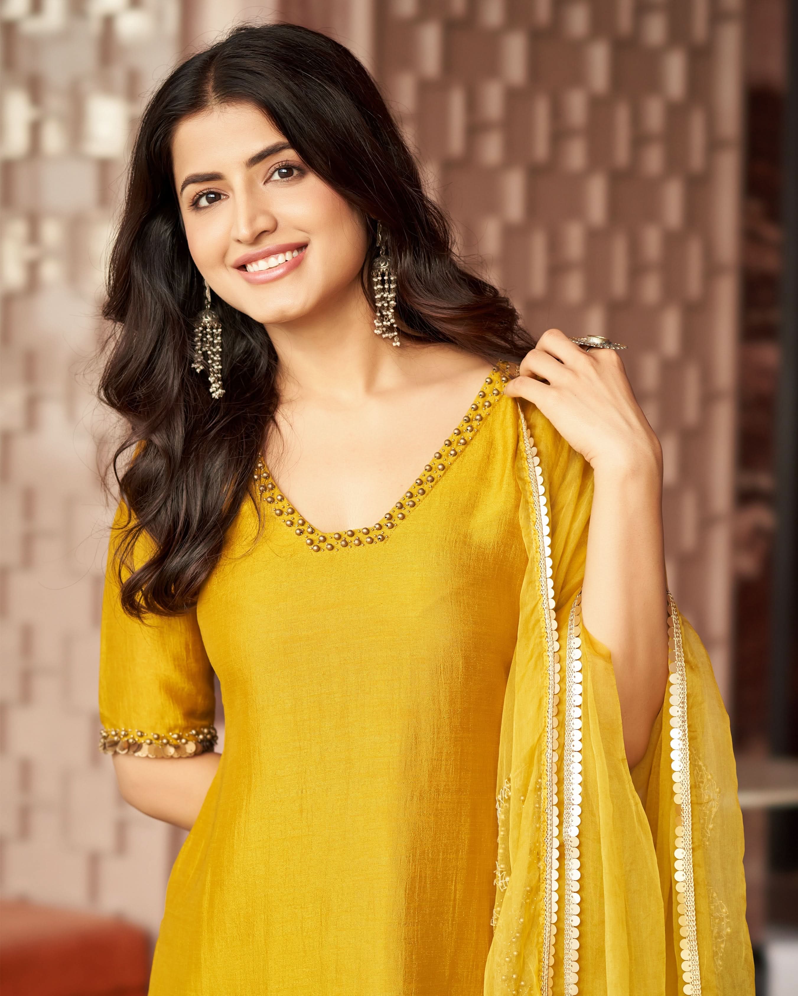 Virasat Mustard Yellow Embroidered Anokha Sharara Set - Image 4
